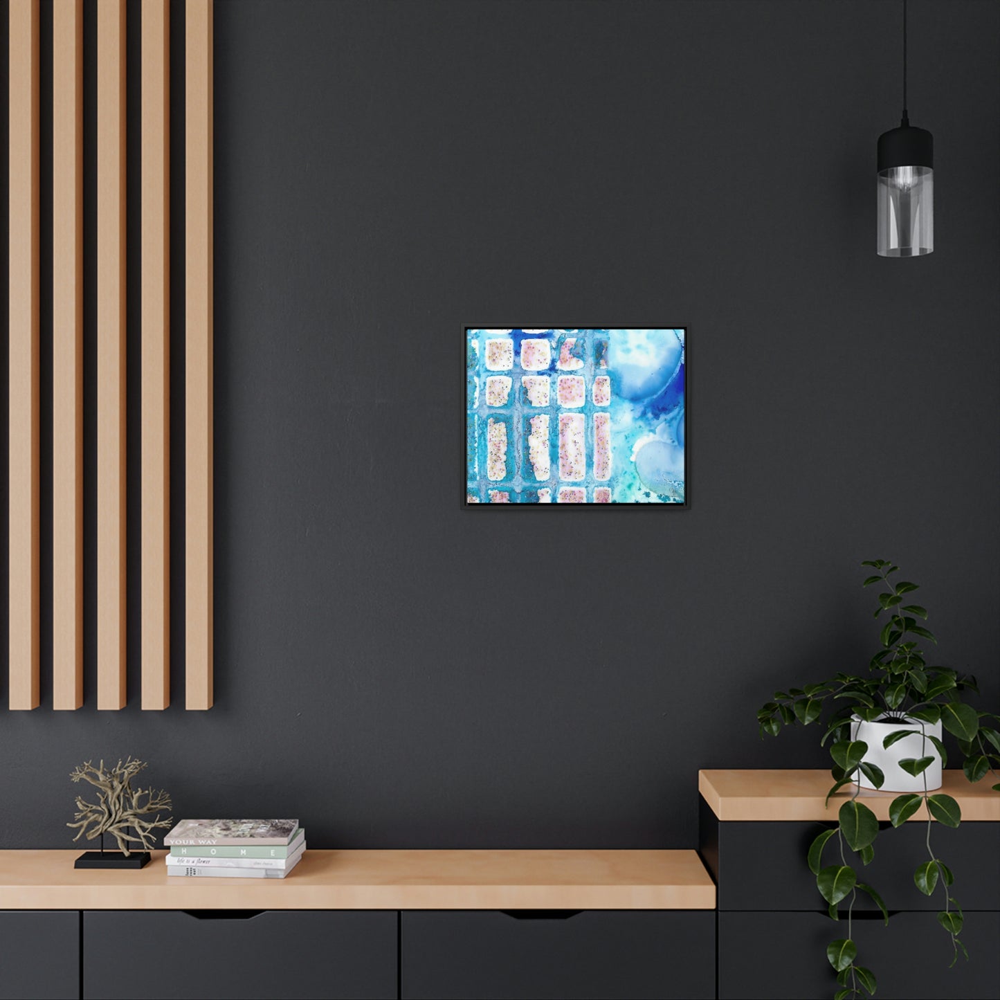 Blue Ice 6 Framed Canvas Print - Alja Design