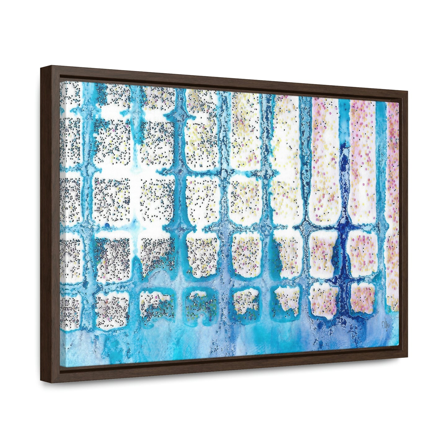 Blue Ice 13 Framed Canvas Print - Alja Design