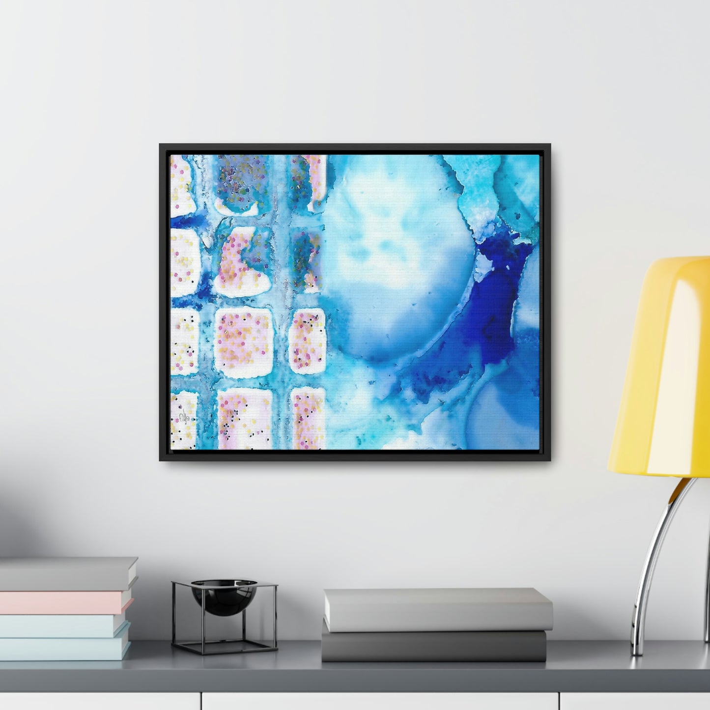 Blue Ice 10 Framed Canvas Print - Alja Design