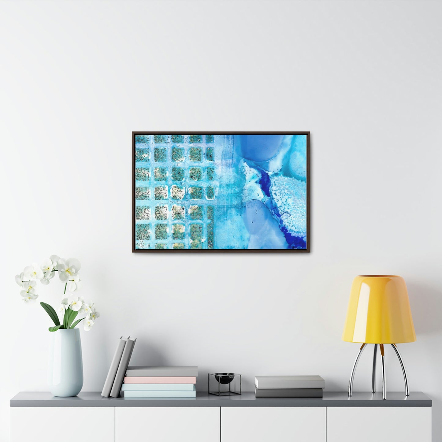 Blue Ice 14 Framed Canvas Print - Alja Design