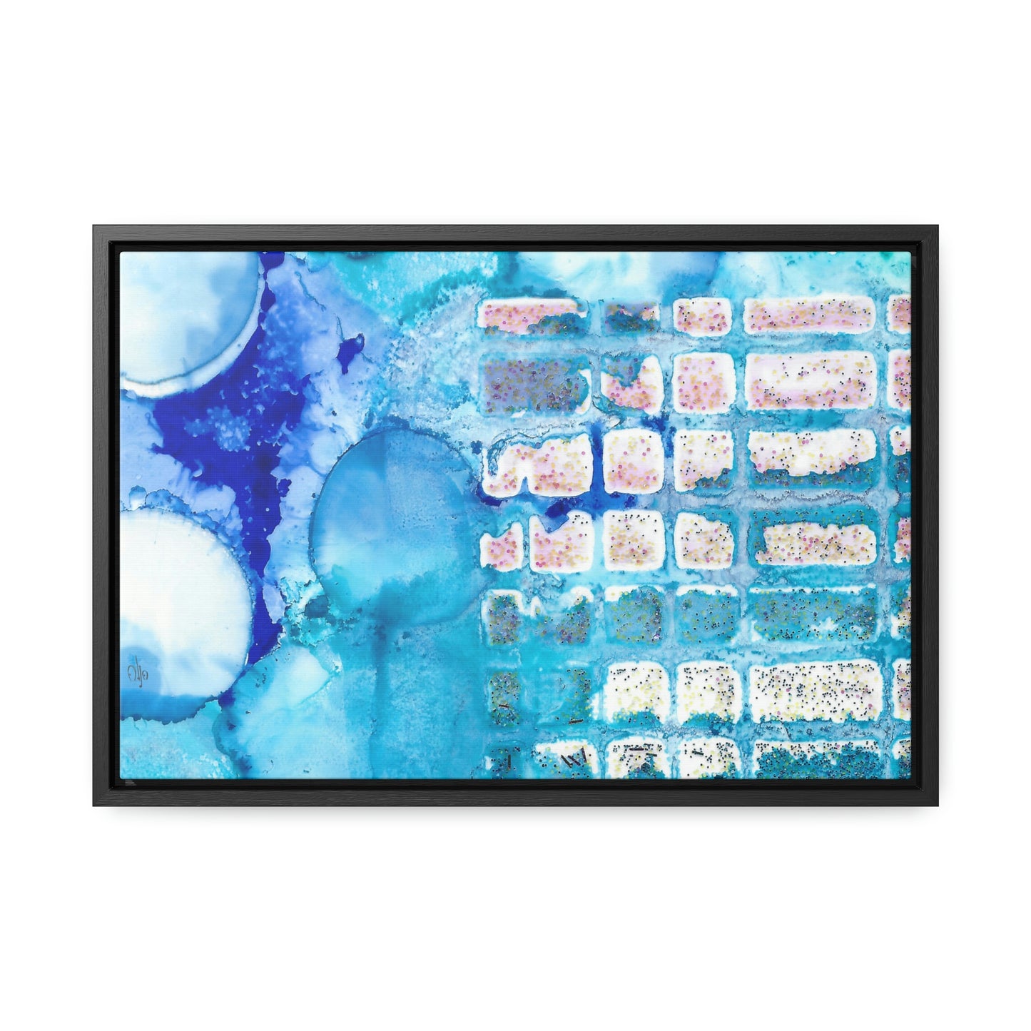 Blue Ice 11 Framed Canvas Print - Alja Design