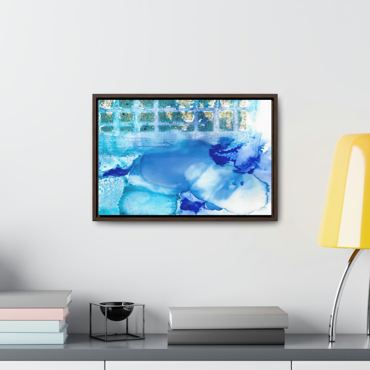 Blue Ice 12 Framed Canvas Print - Alja Design