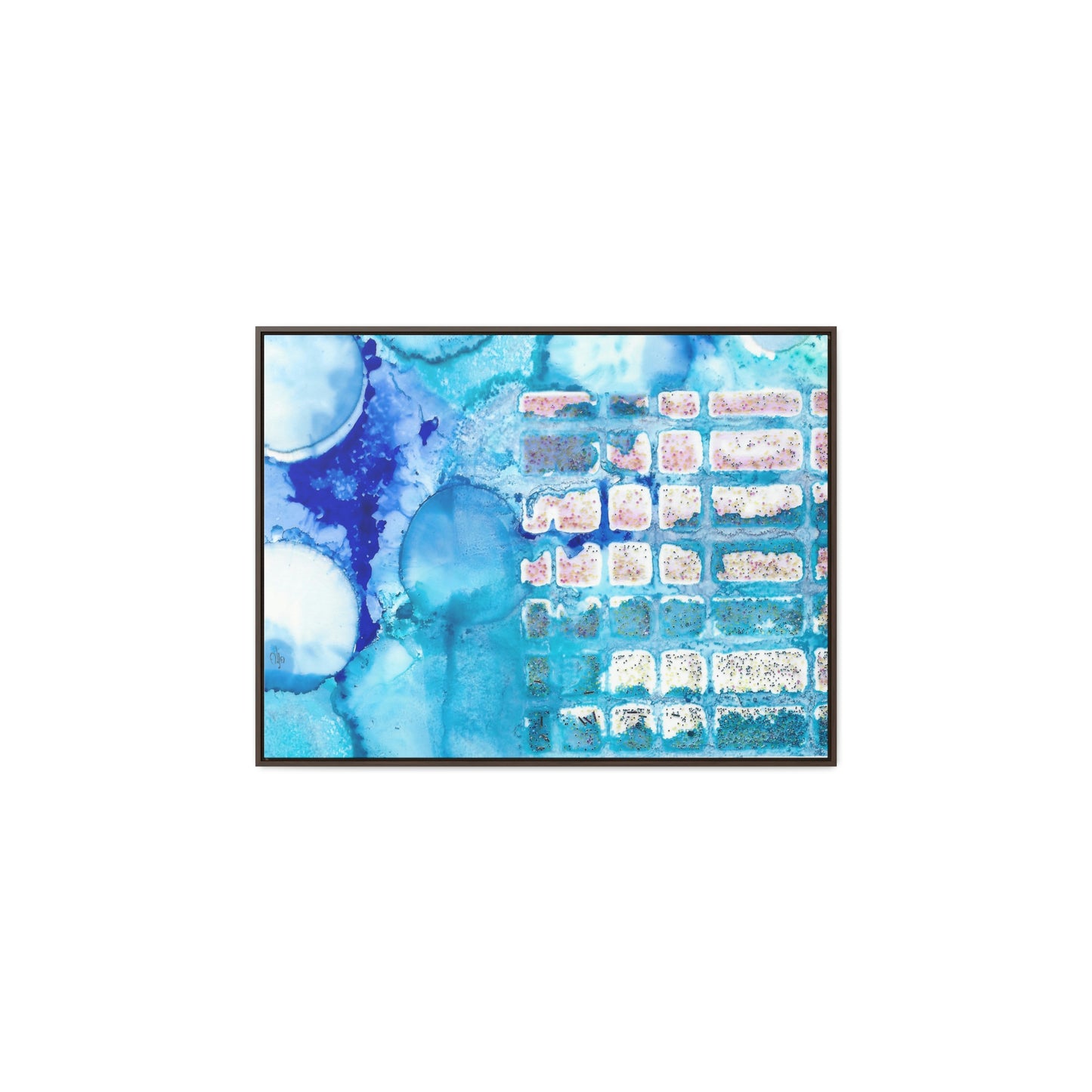 Blue Ice 11 Framed Canvas Print - Alja Design