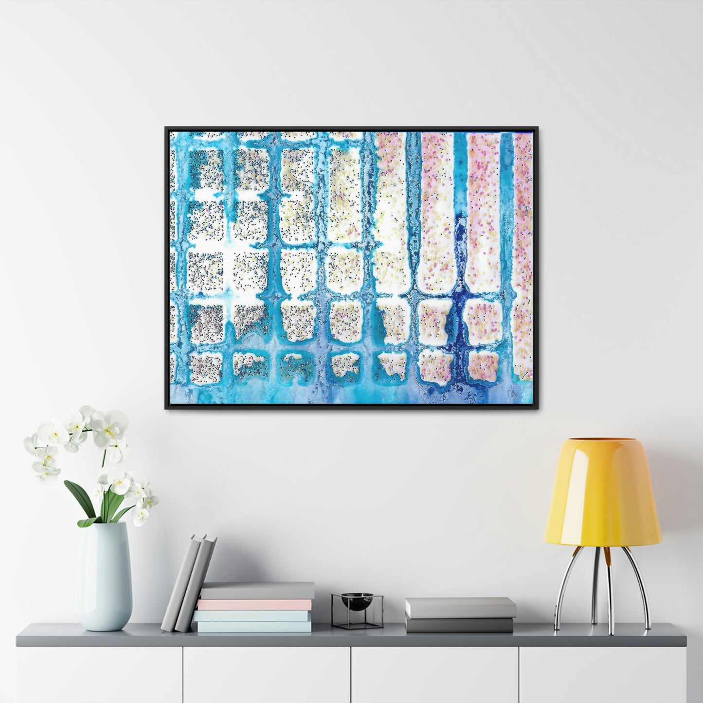 Blue Ice 13 Framed Canvas Print - Alja Design