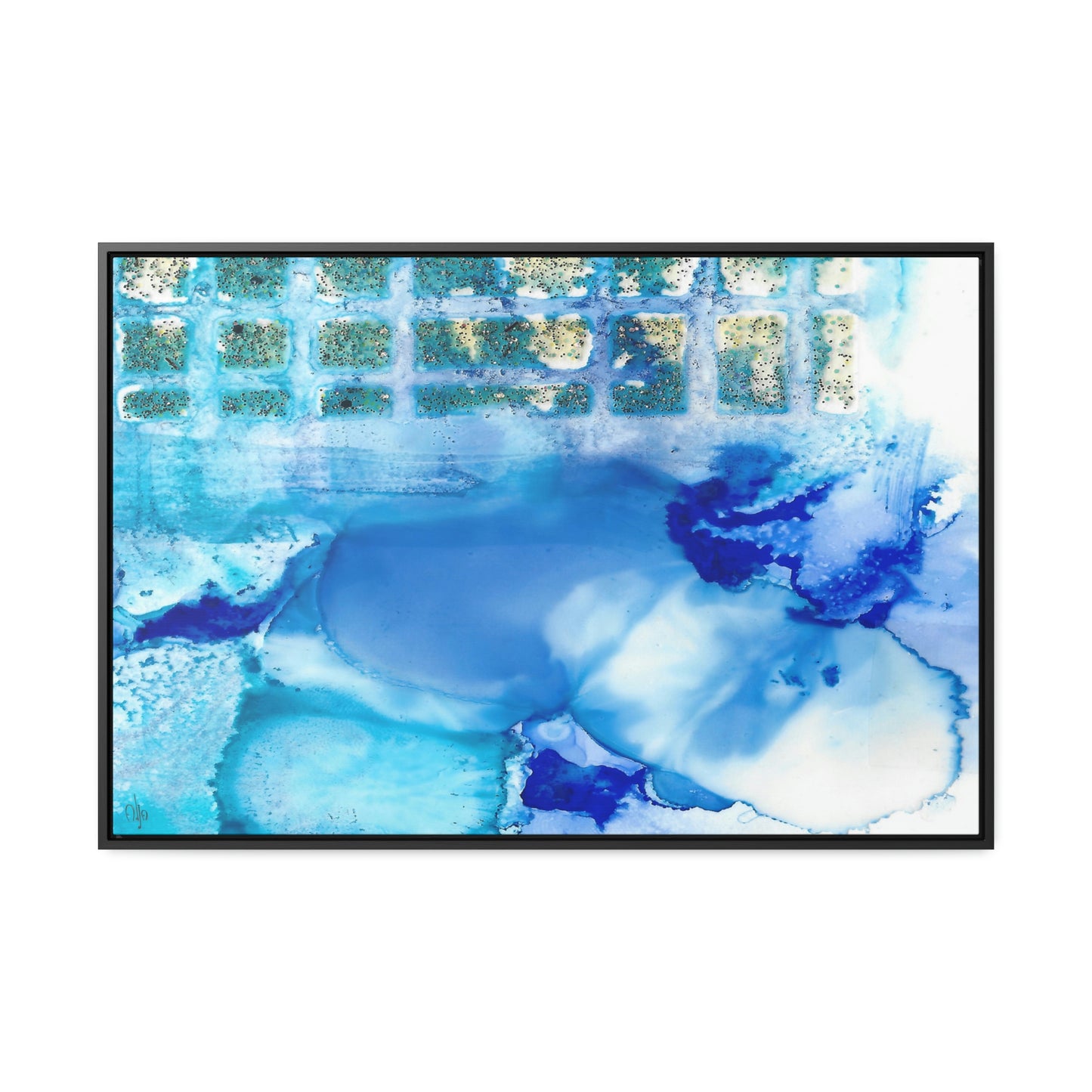 Blue Ice 12 Framed Canvas Print - Alja Design