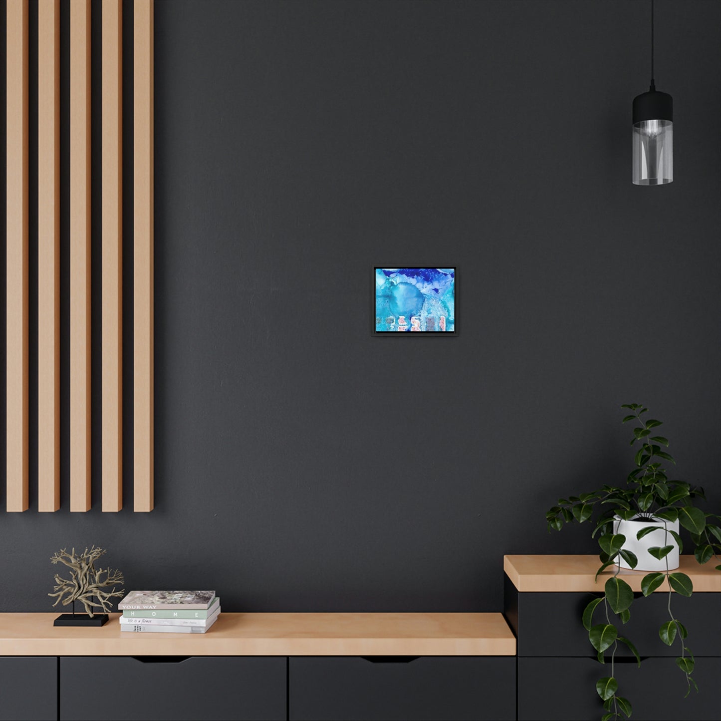 Blue Ice 9 Framed Canvas Print - Alja Design