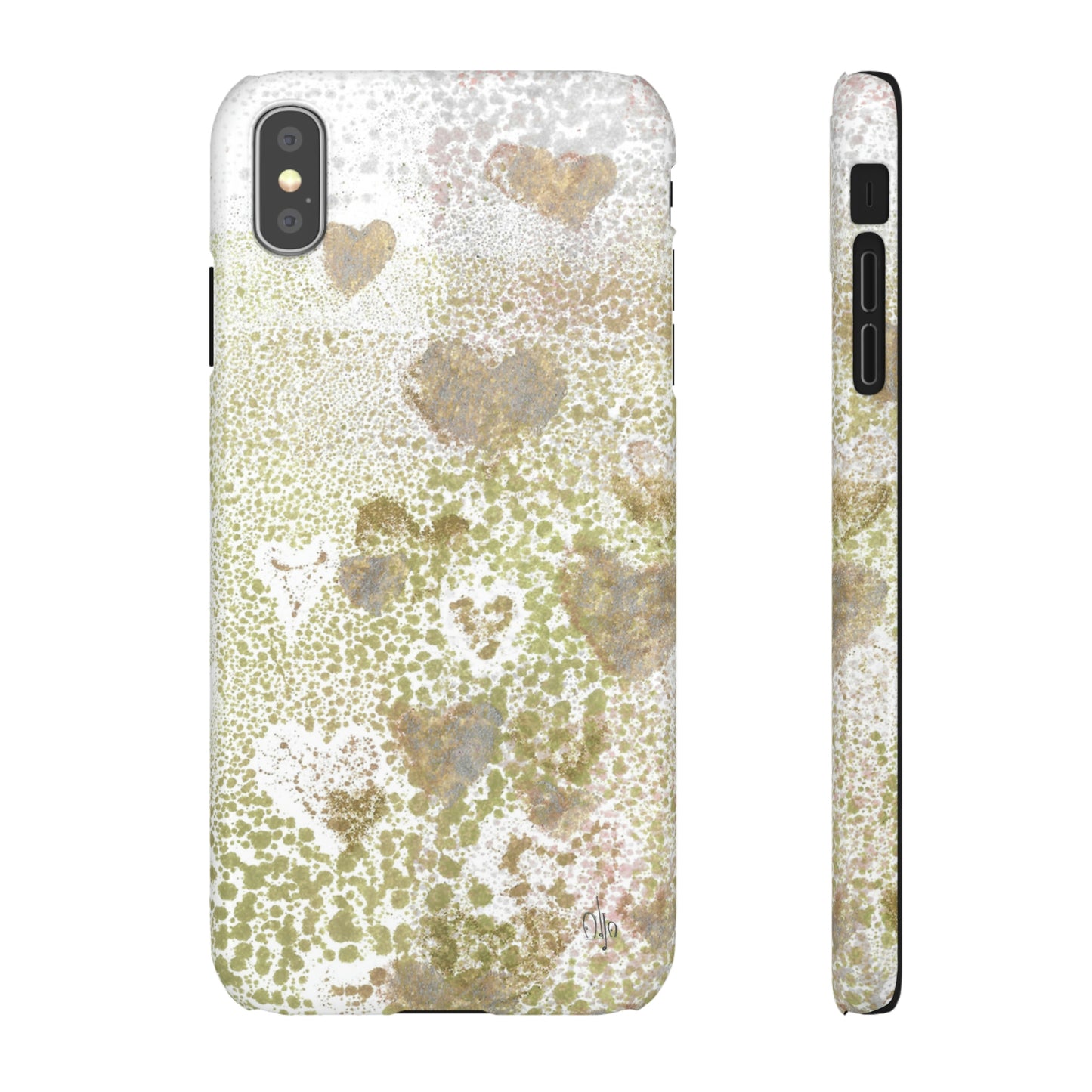iPhone Samsung Galaxy Pixel5G Snap Case Phone Case Green Hearts - Alja Design