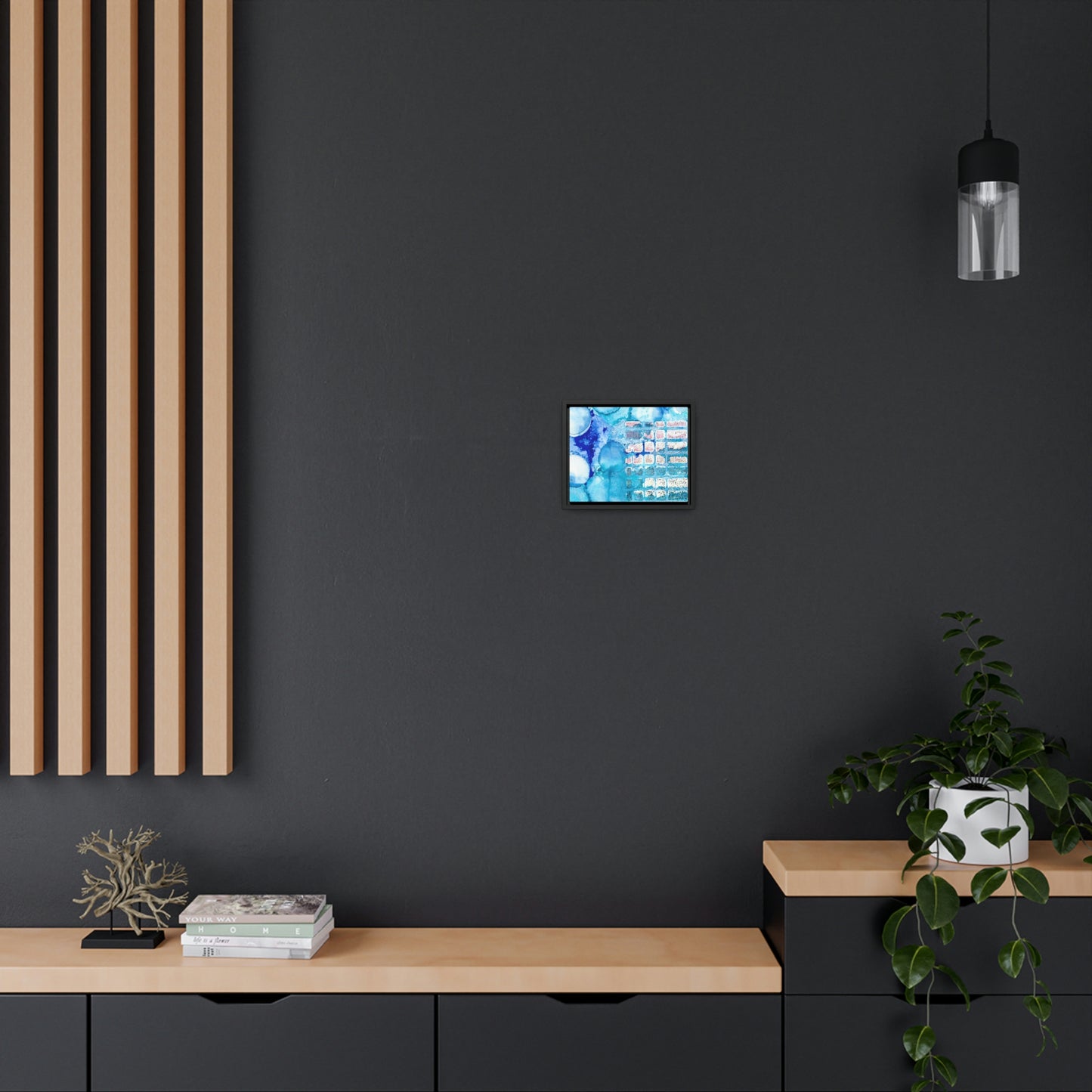Blue Ice 11 Framed Canvas Print - Alja Design