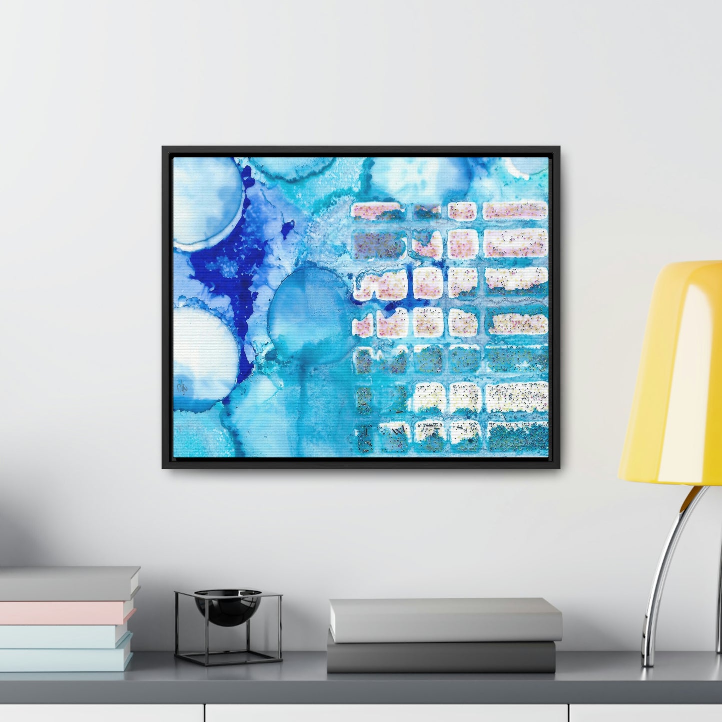 Blue Ice 11 Framed Canvas Print - Alja Design
