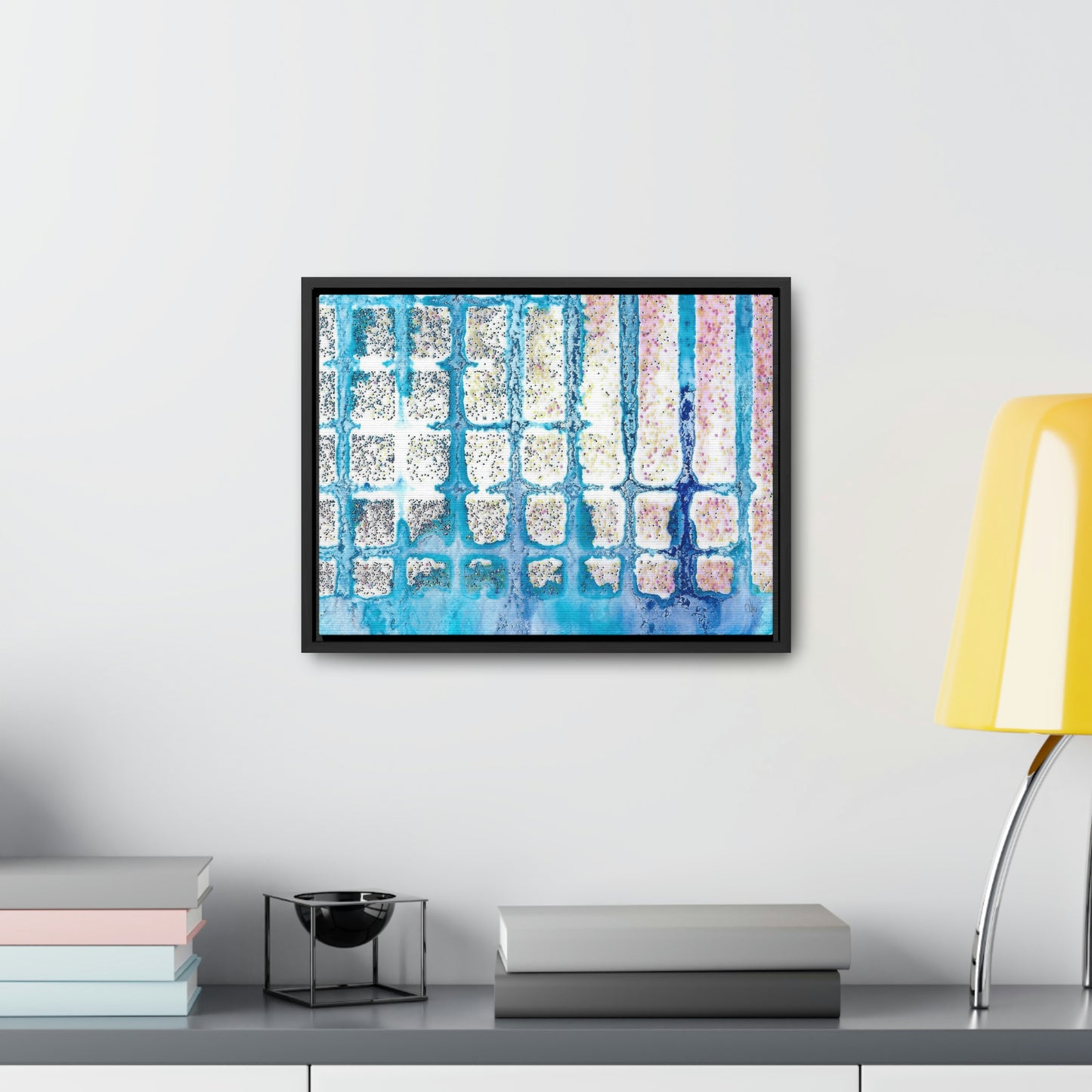 Blue Ice 13 Framed Canvas Print - Alja Design