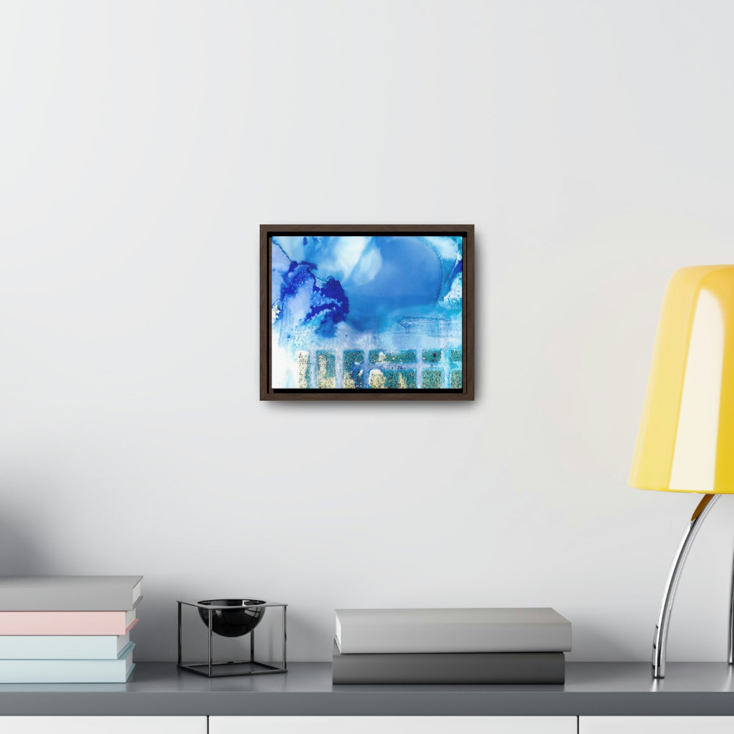 Blue Ice 7 Framed Canvas Print - Alja Design