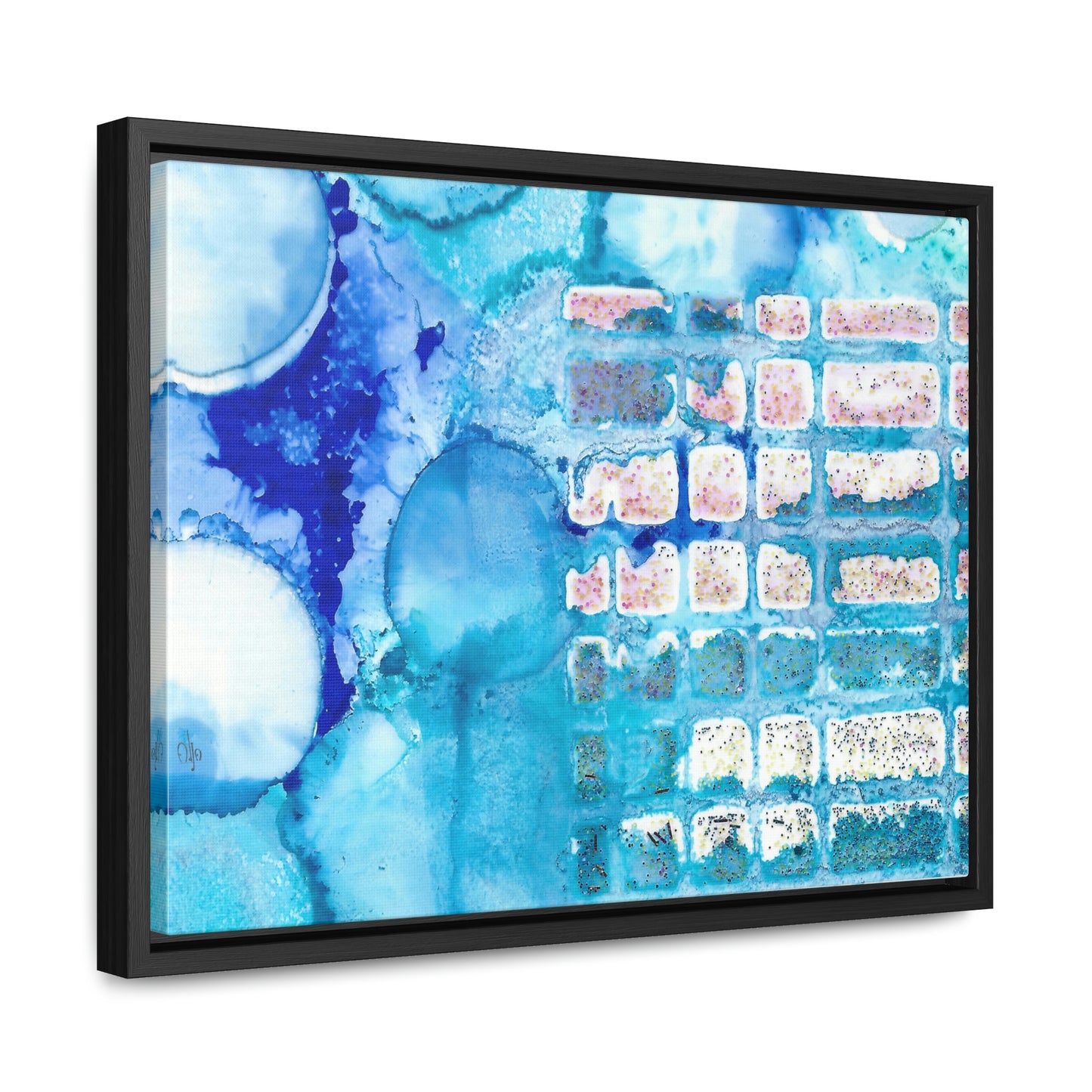 Blue Ice 11 Framed Canvas Print - Alja Design