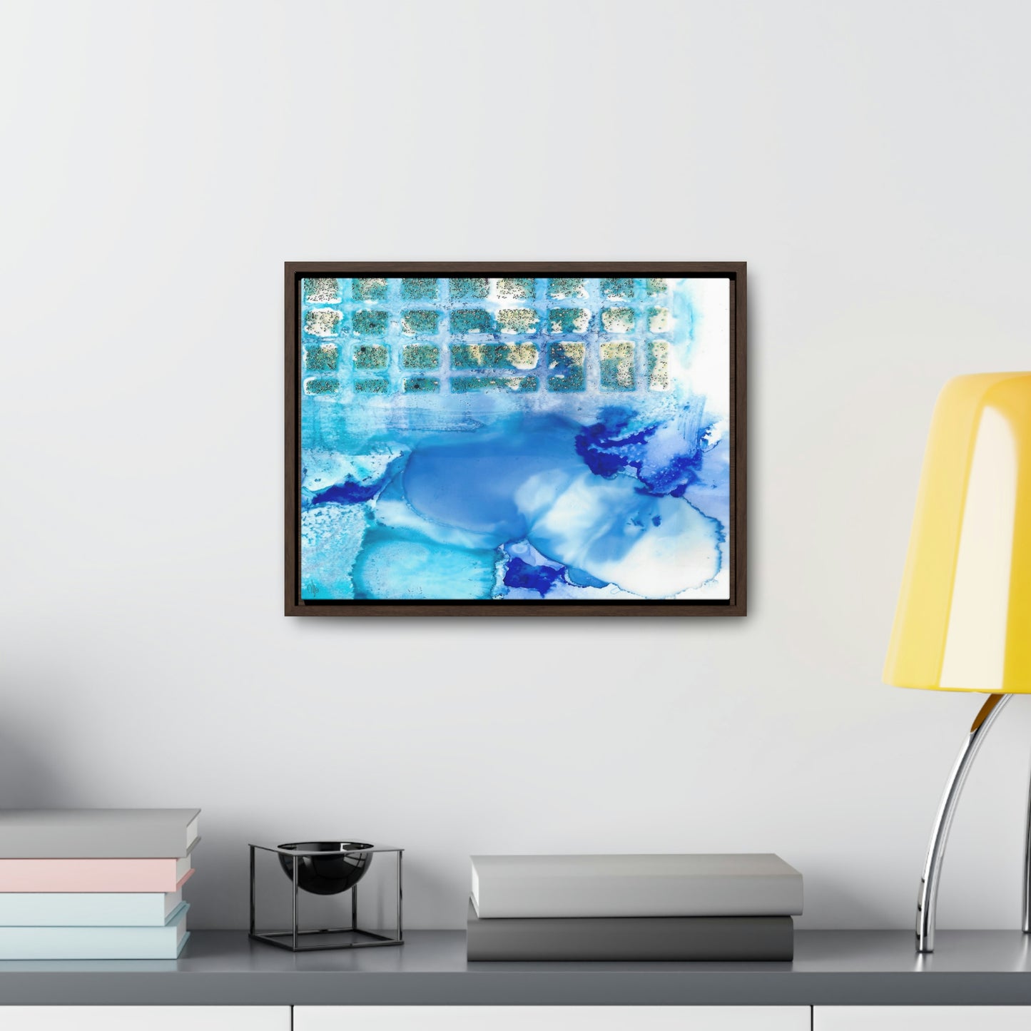 Blue Ice 12 Framed Canvas Print - Alja Design