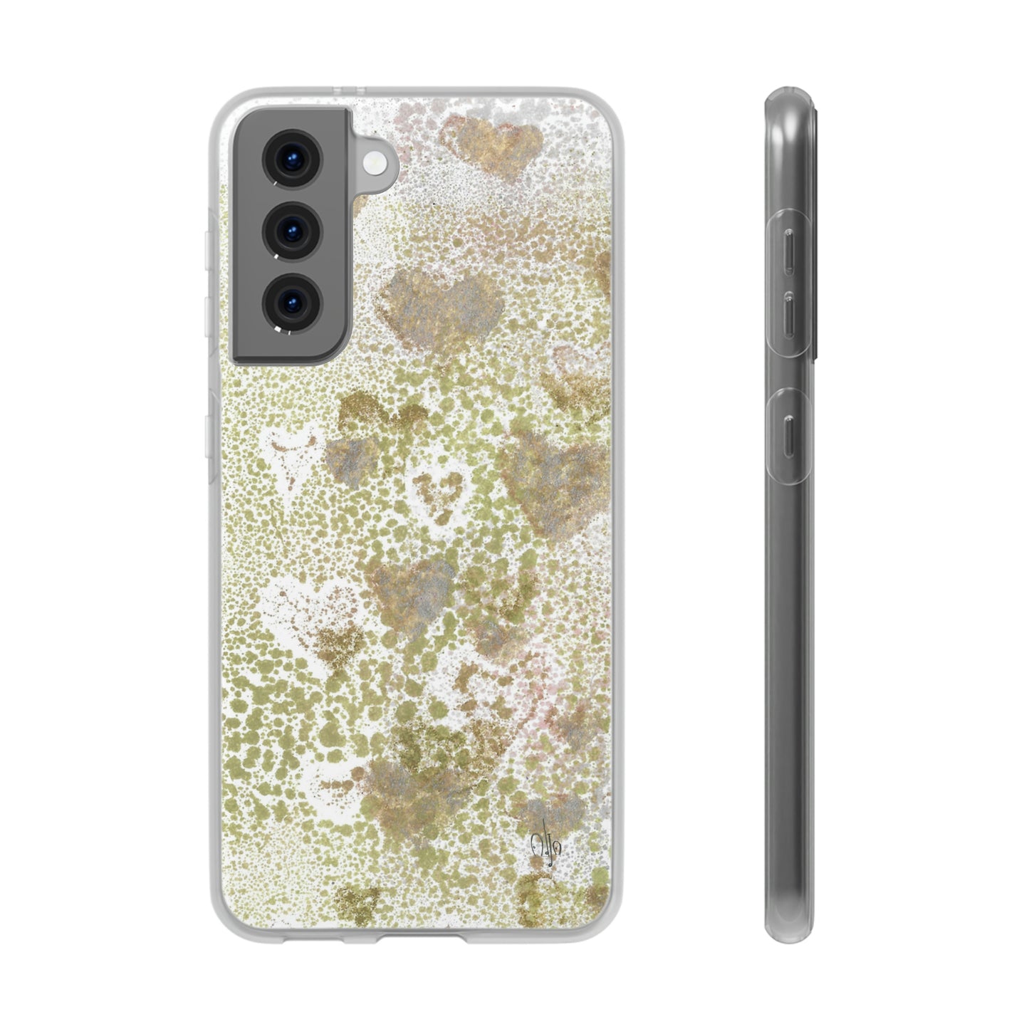 iPhone and Samsung Galaxy Flexi Phone Case Green Hearts - Alja Design