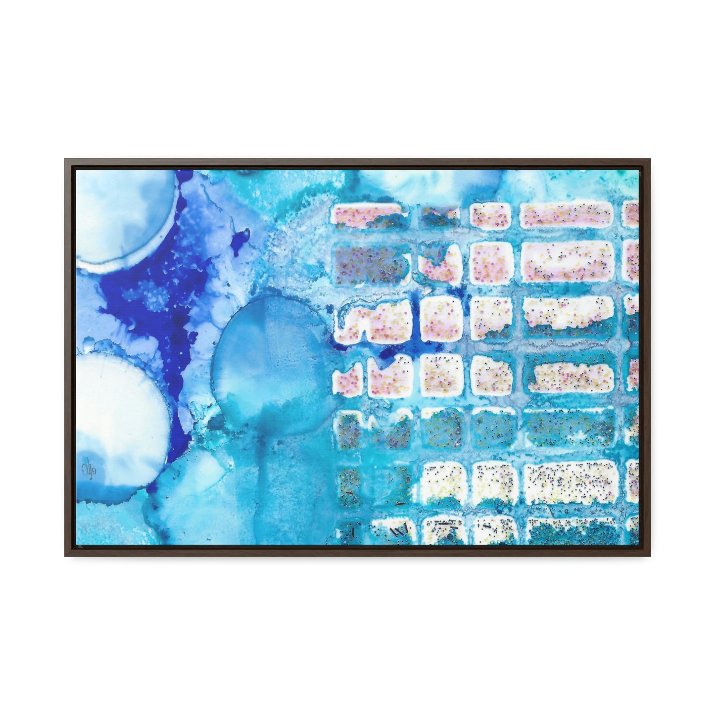 Blue Ice 11 Framed Canvas Print - Alja Design