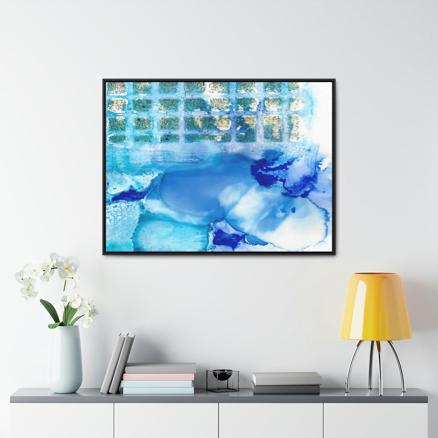 Blue Ice 12 Framed Canvas Print - Alja Design