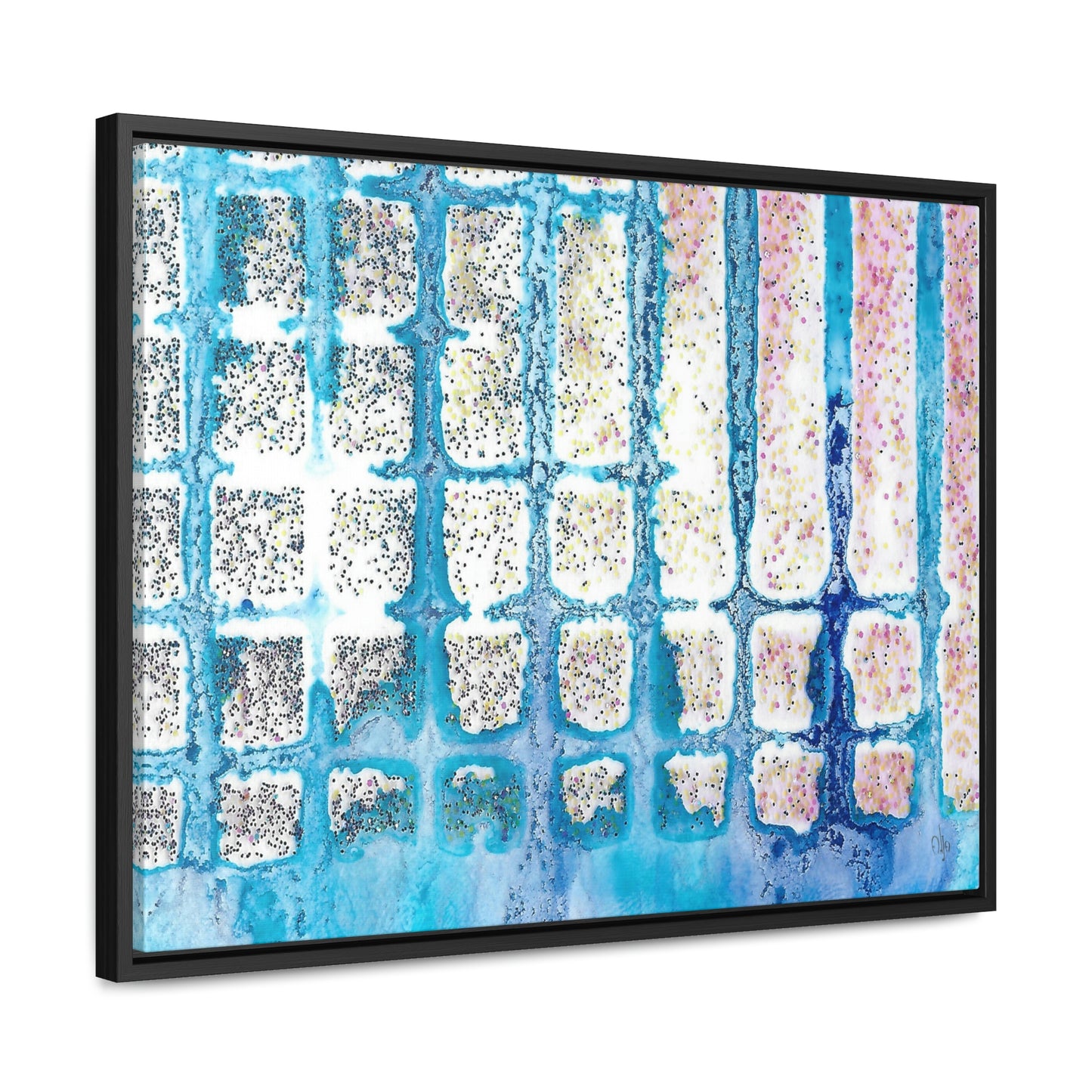 Blue Ice 13 Framed Canvas Print - Alja Design