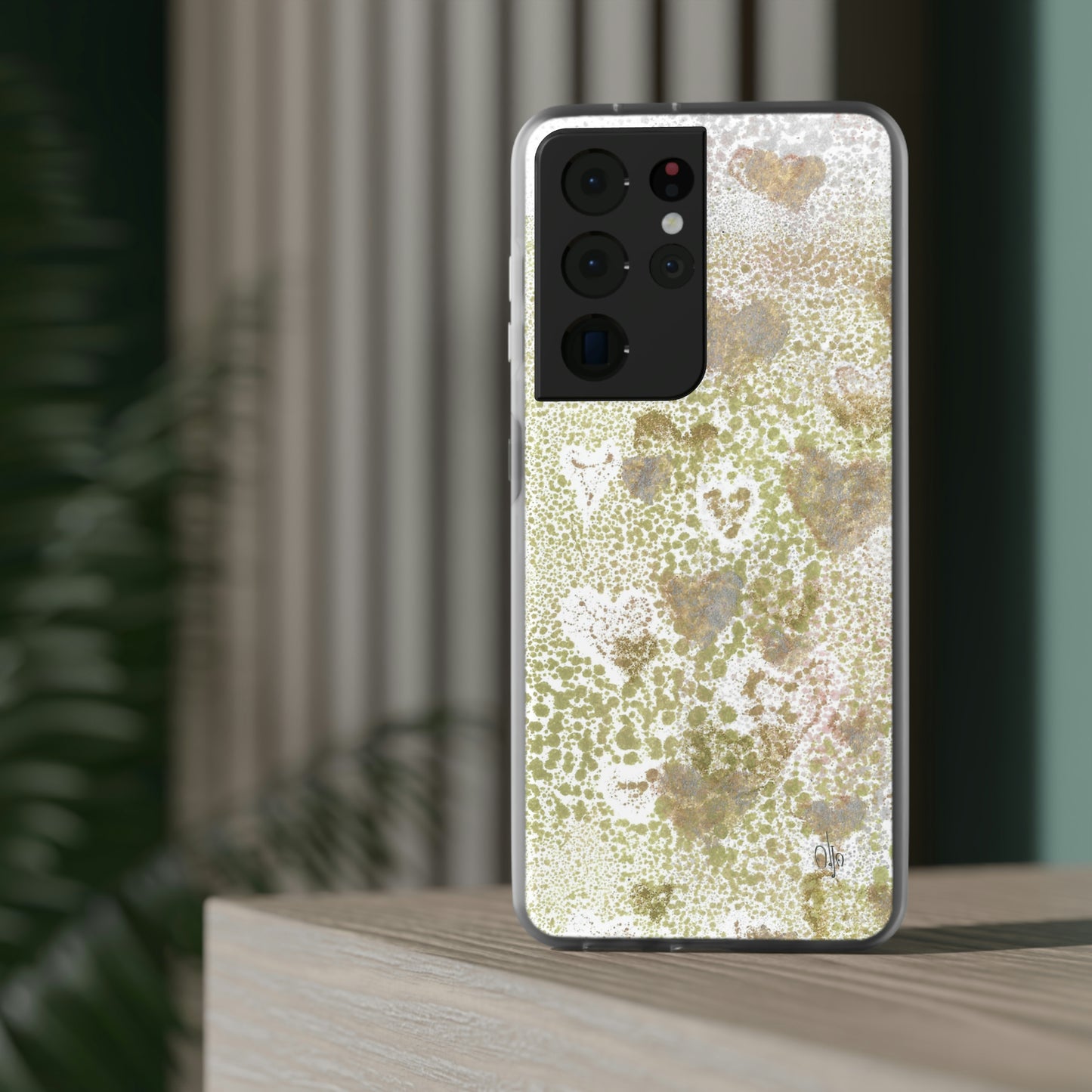 iPhone and Samsung Galaxy Flexi Phone Case Green Hearts - Alja Design