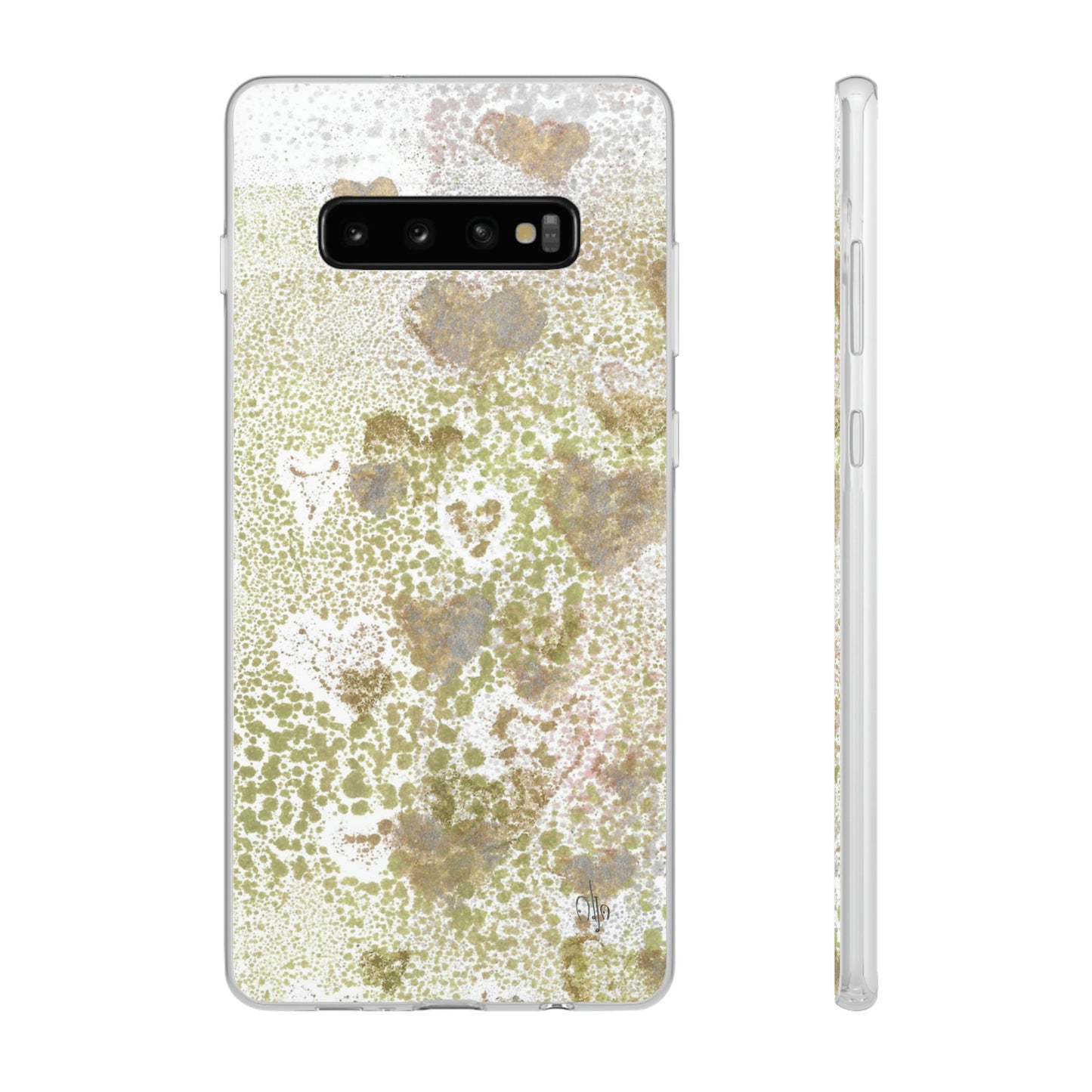 iPhone and Samsung Galaxy Flexi Phone Case Green Hearts - Alja Design