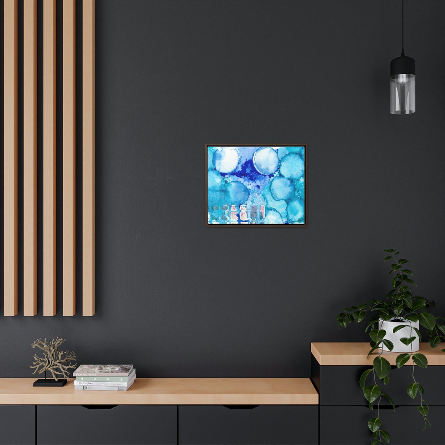Blue Ice 5 Framed Canvas Print - Alja Design