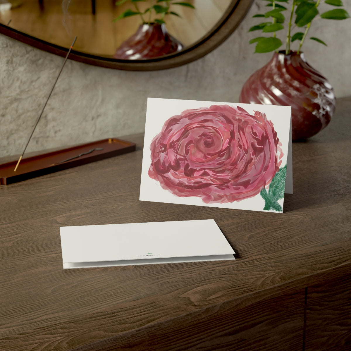Rose Folded Greeting Card - Alja Design