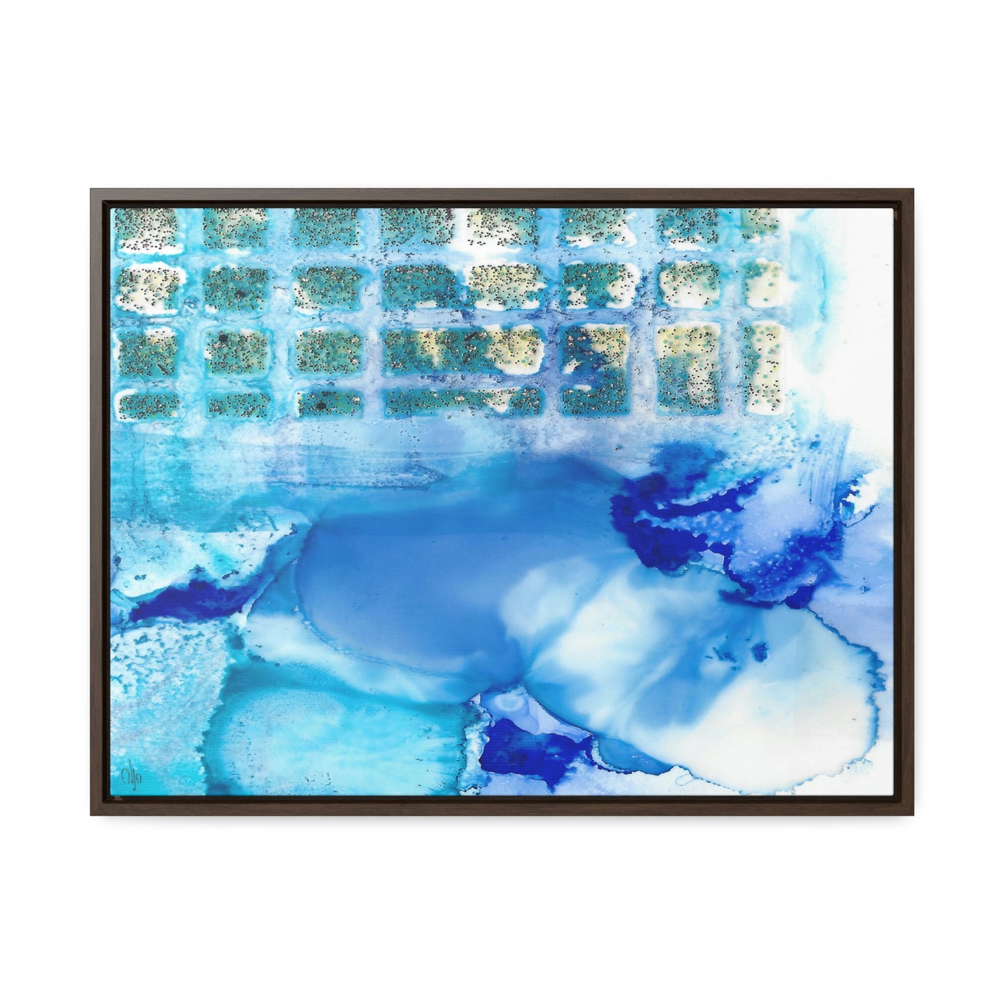 Blue Ice 12 Framed Canvas Print - Alja Design