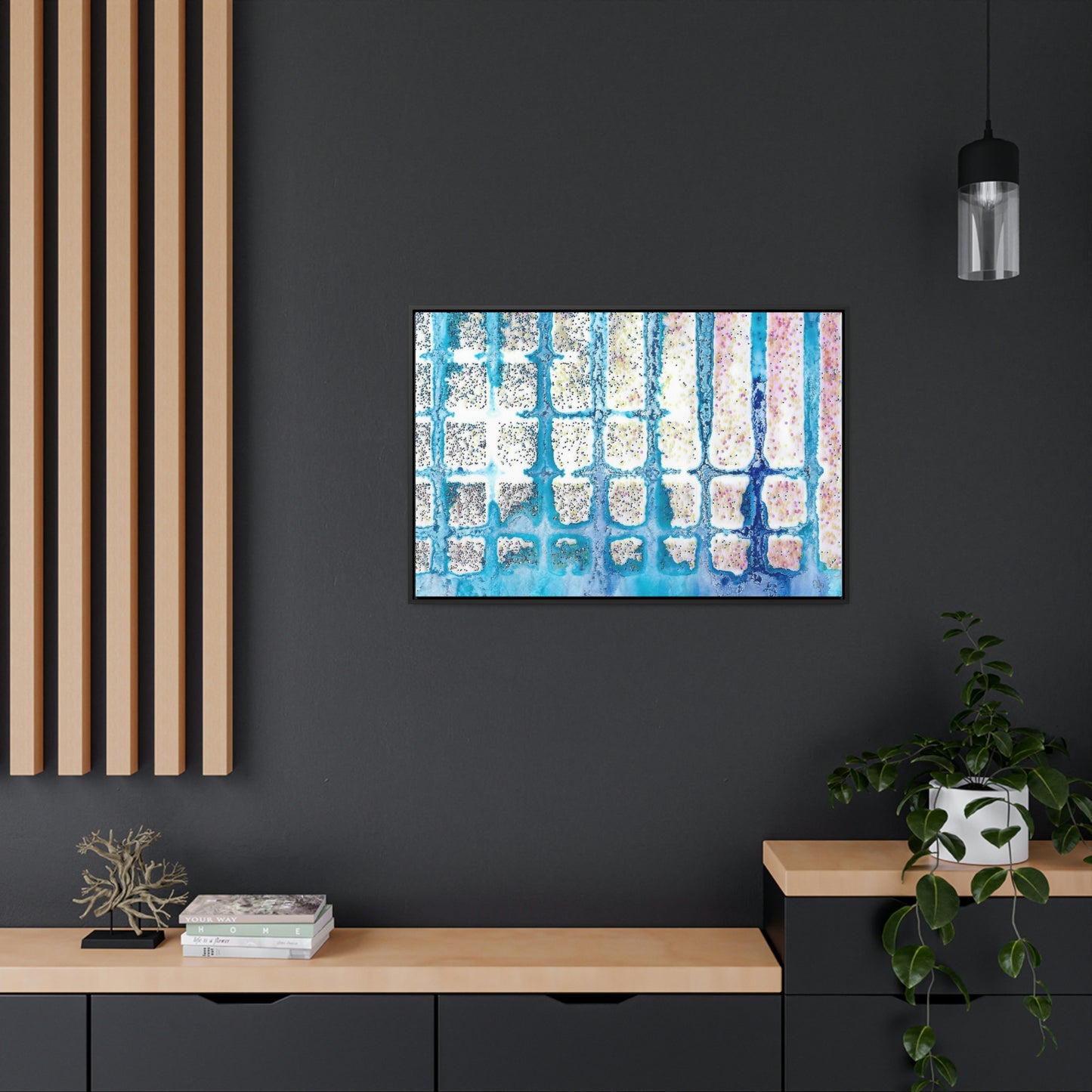 Blue Ice 13 Framed Canvas Print - Alja Design