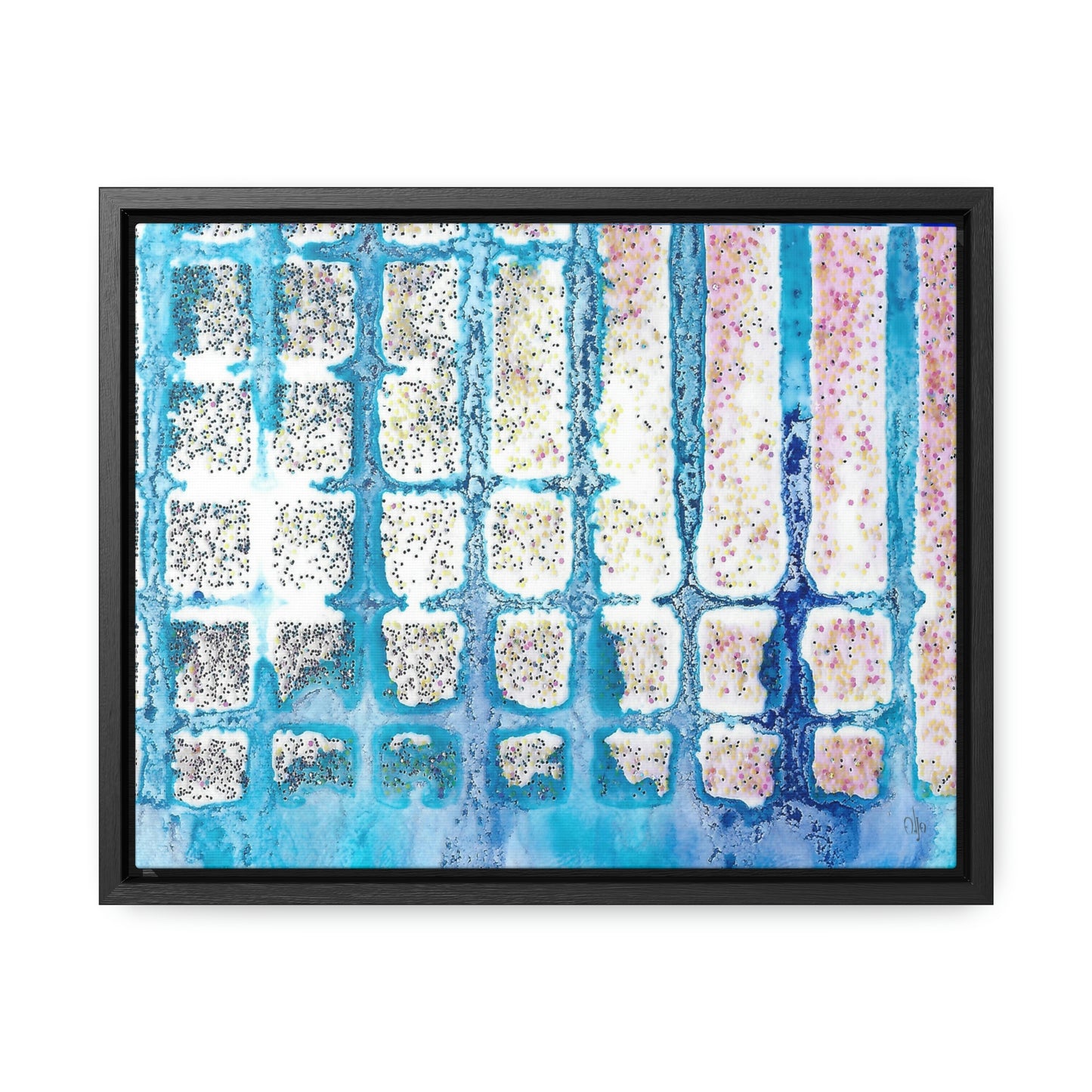 Blue Ice 13 Framed Canvas Print - Alja Design