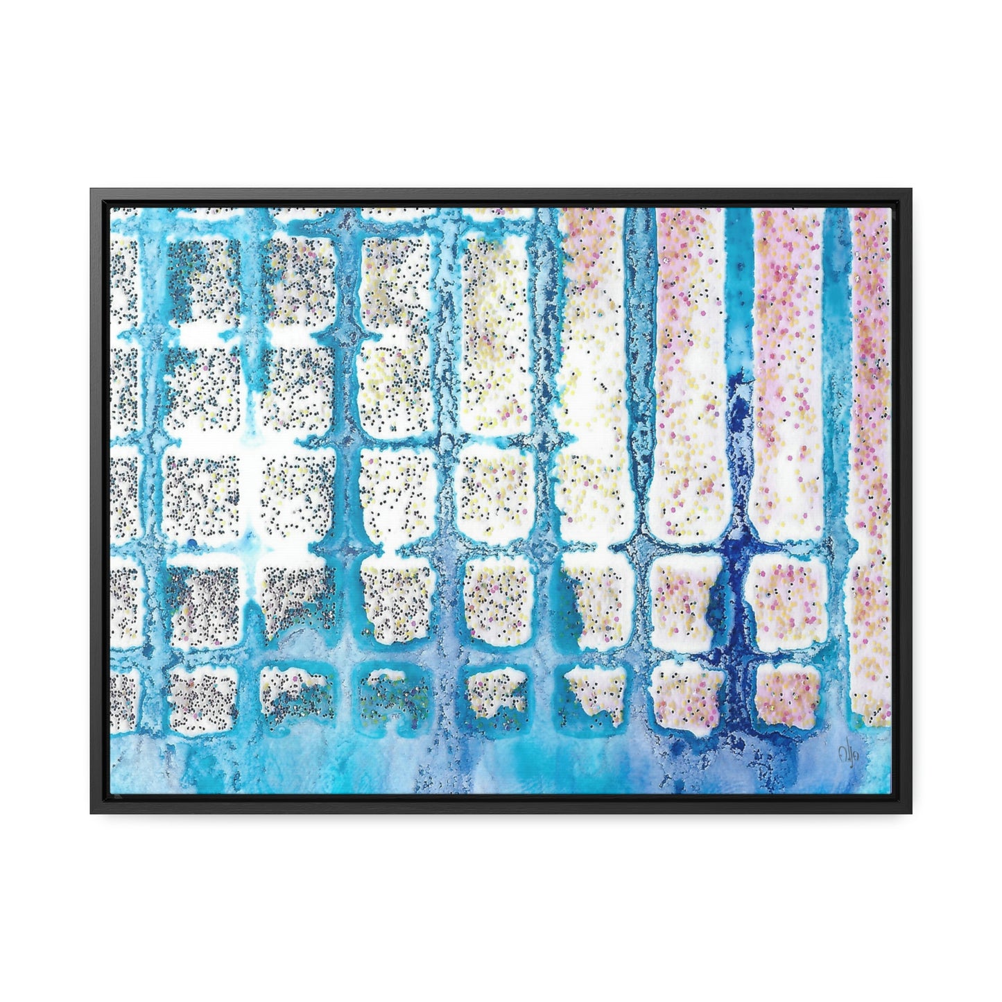 Blue Ice 13 Framed Canvas Print - Alja Design