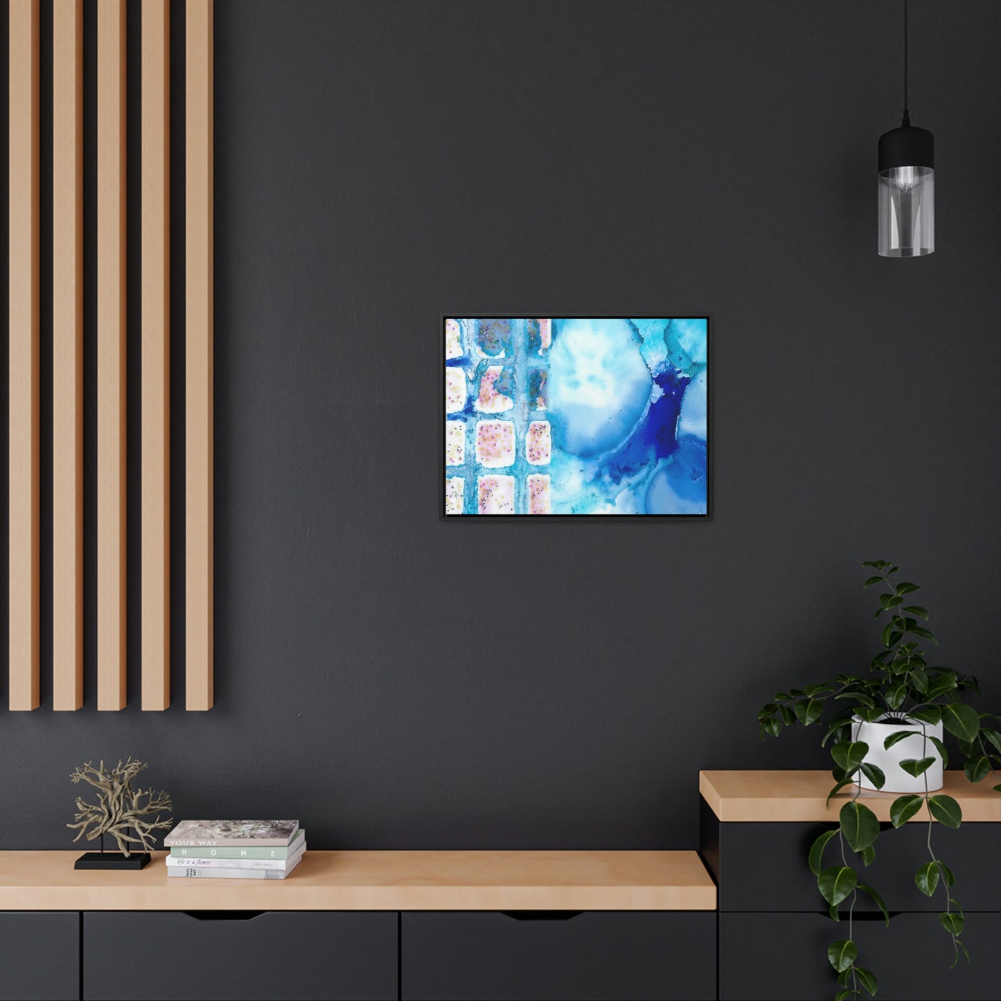 Blue Ice 10 Framed Canvas Print - Alja Design