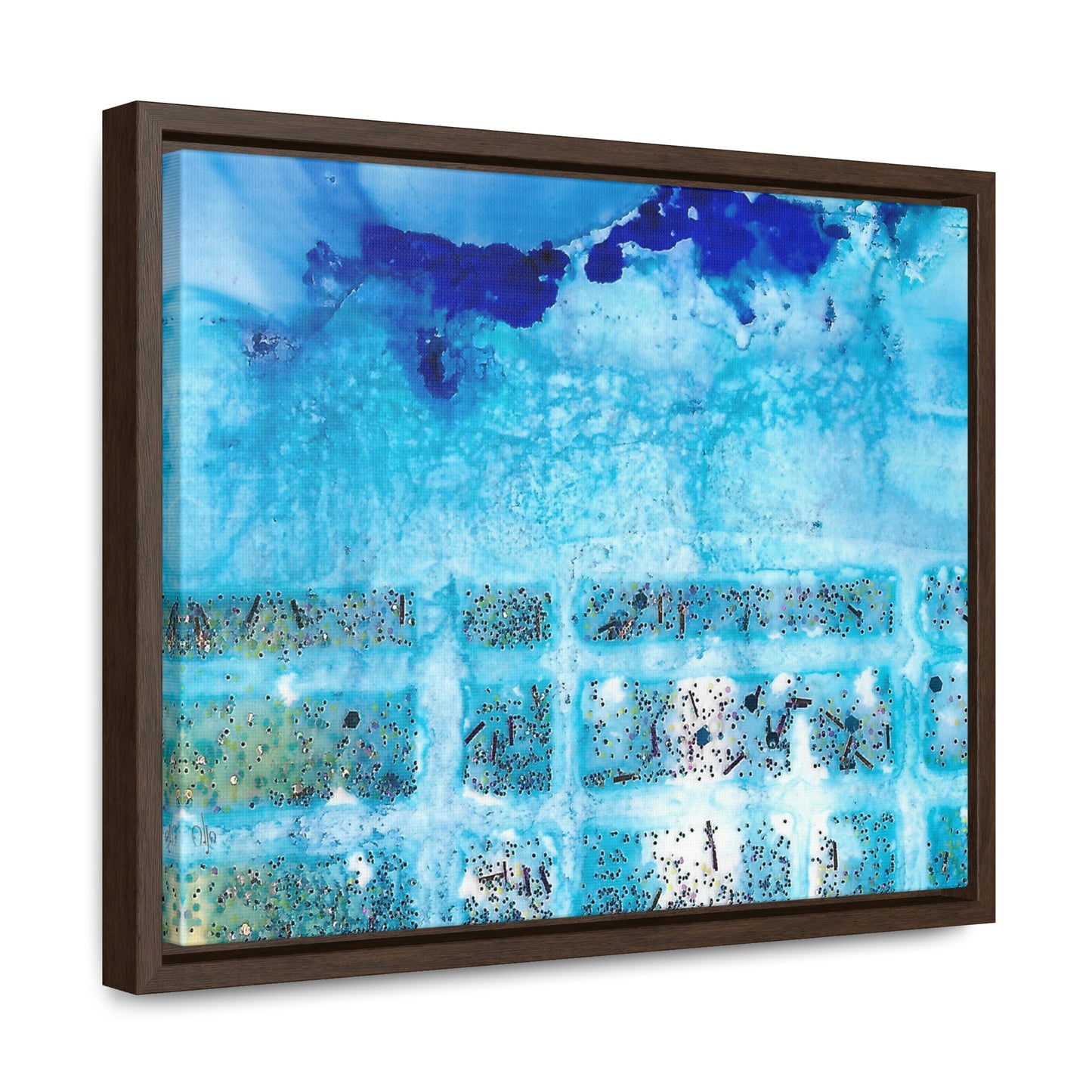 Blue Ice 8 Framed Canvas Print - Alja Design