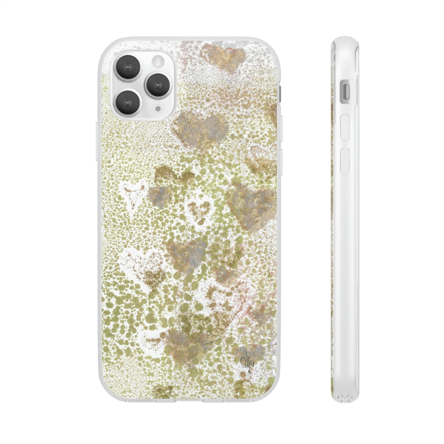 iPhone and Samsung Galaxy Flexi Phone Case Green Hearts - Alja Design