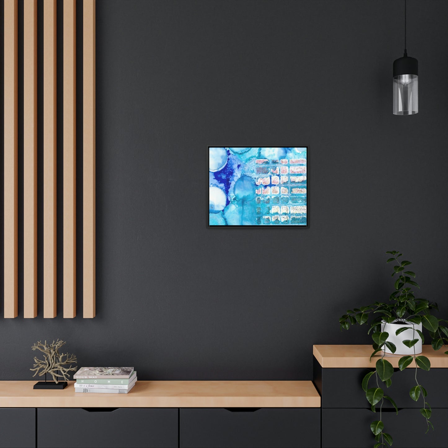 Blue Ice 11 Framed Canvas Print - Alja Design