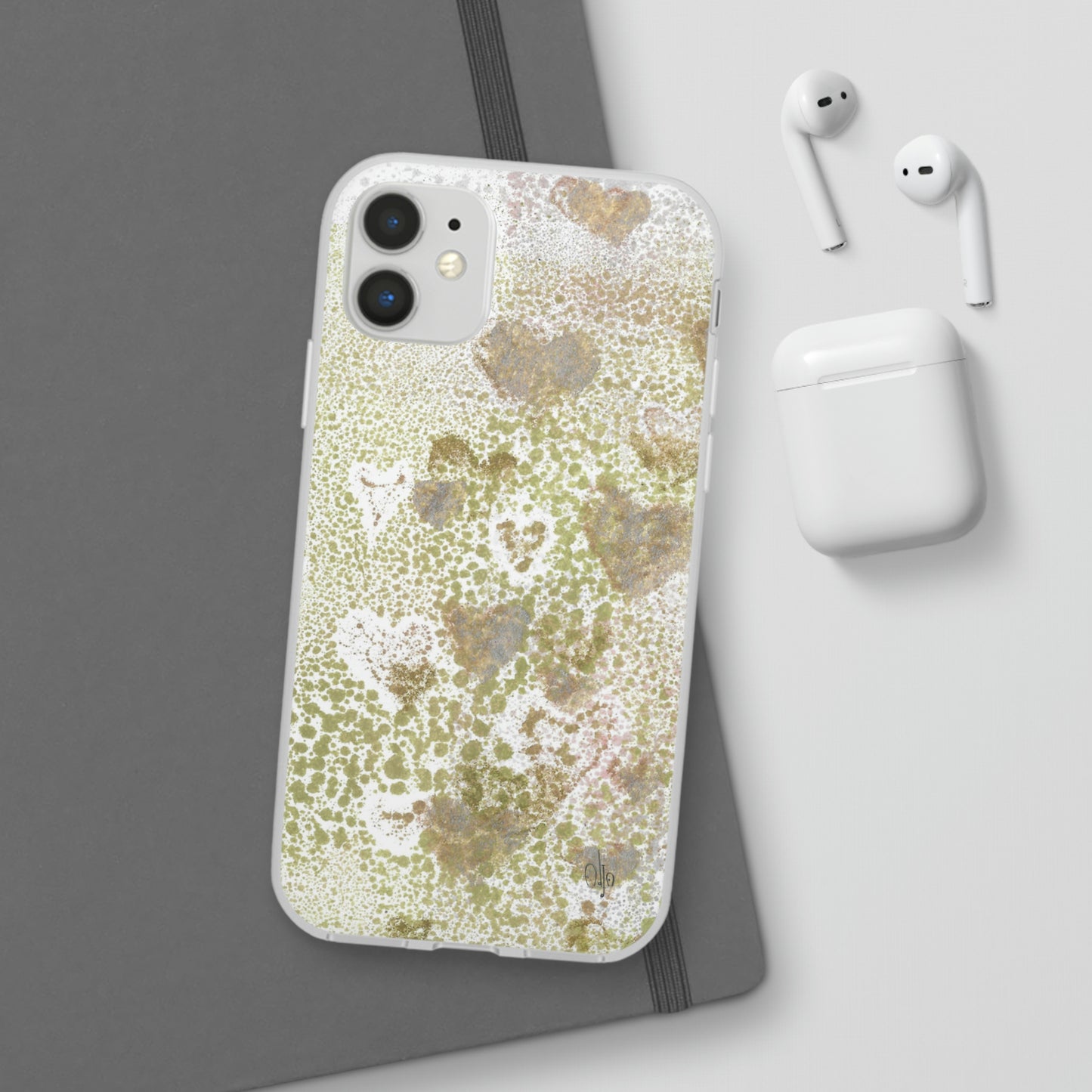 iPhone and Samsung Galaxy Flexi Phone Case Green Hearts - Alja Design