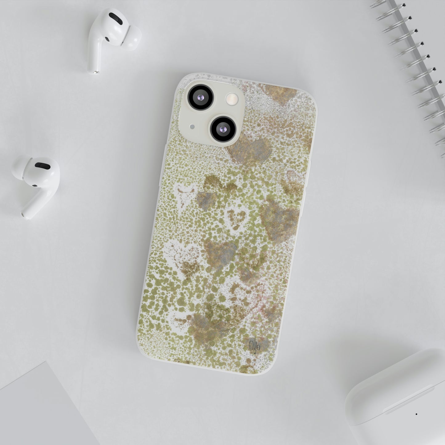 iPhone and Samsung Galaxy Flexi Phone Case Green Hearts - Alja Design