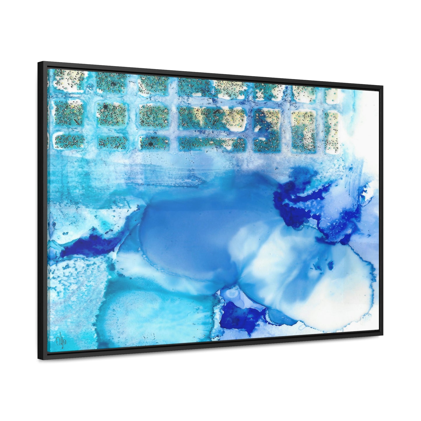 Blue Ice 12 Framed Canvas Print - Alja Design