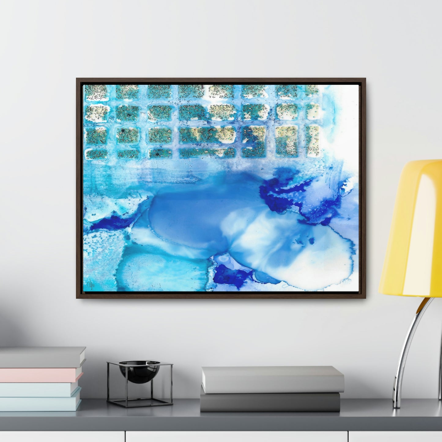 Blue Ice 12 Framed Canvas Print - Alja Design