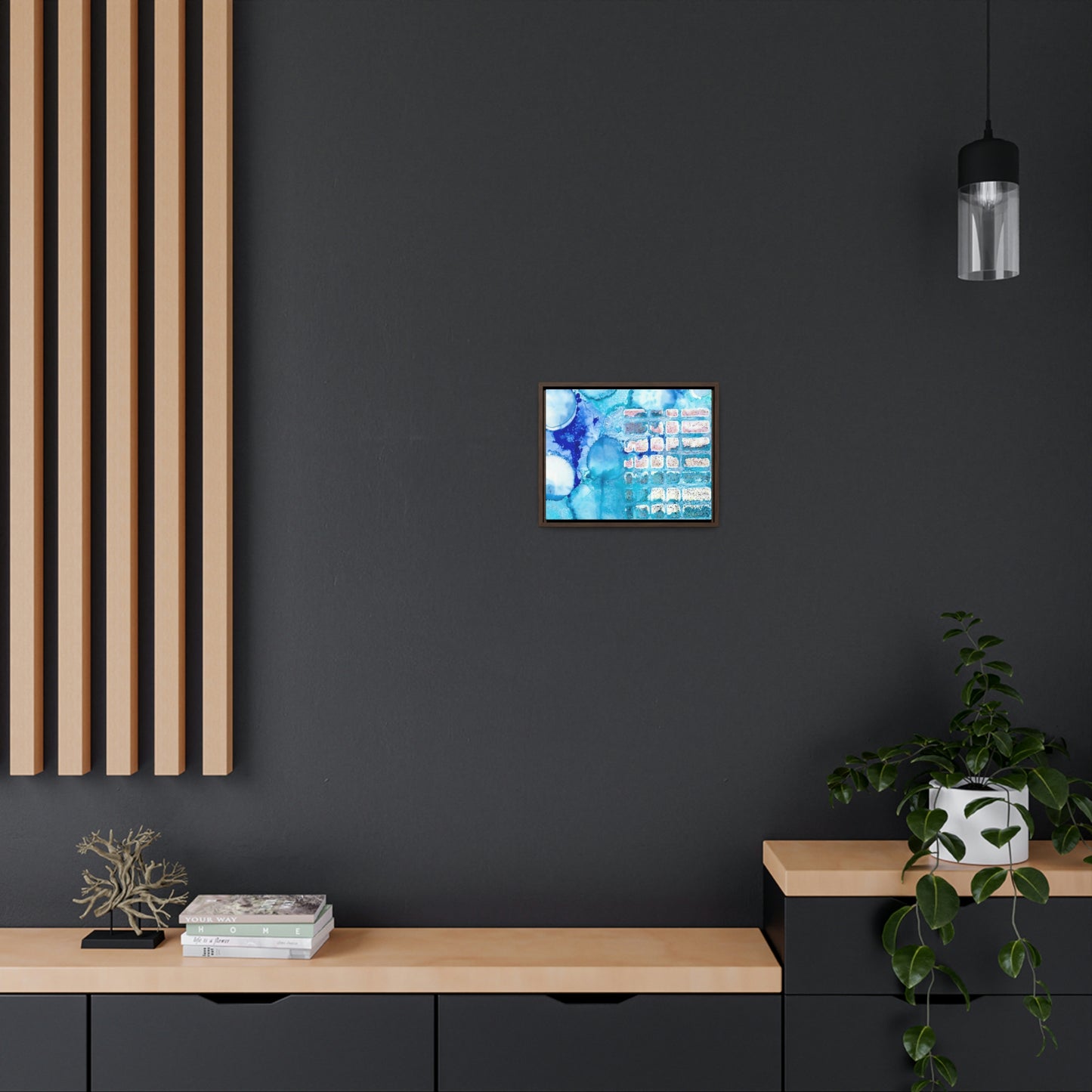 Blue Ice 11 Framed Canvas Print - Alja Design
