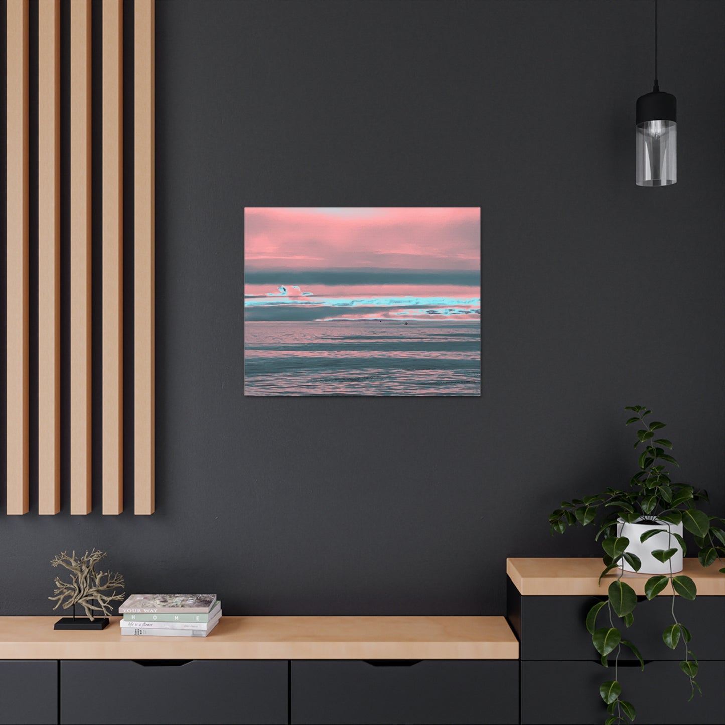 Grey Fog, Silver Ocean Canvas Print