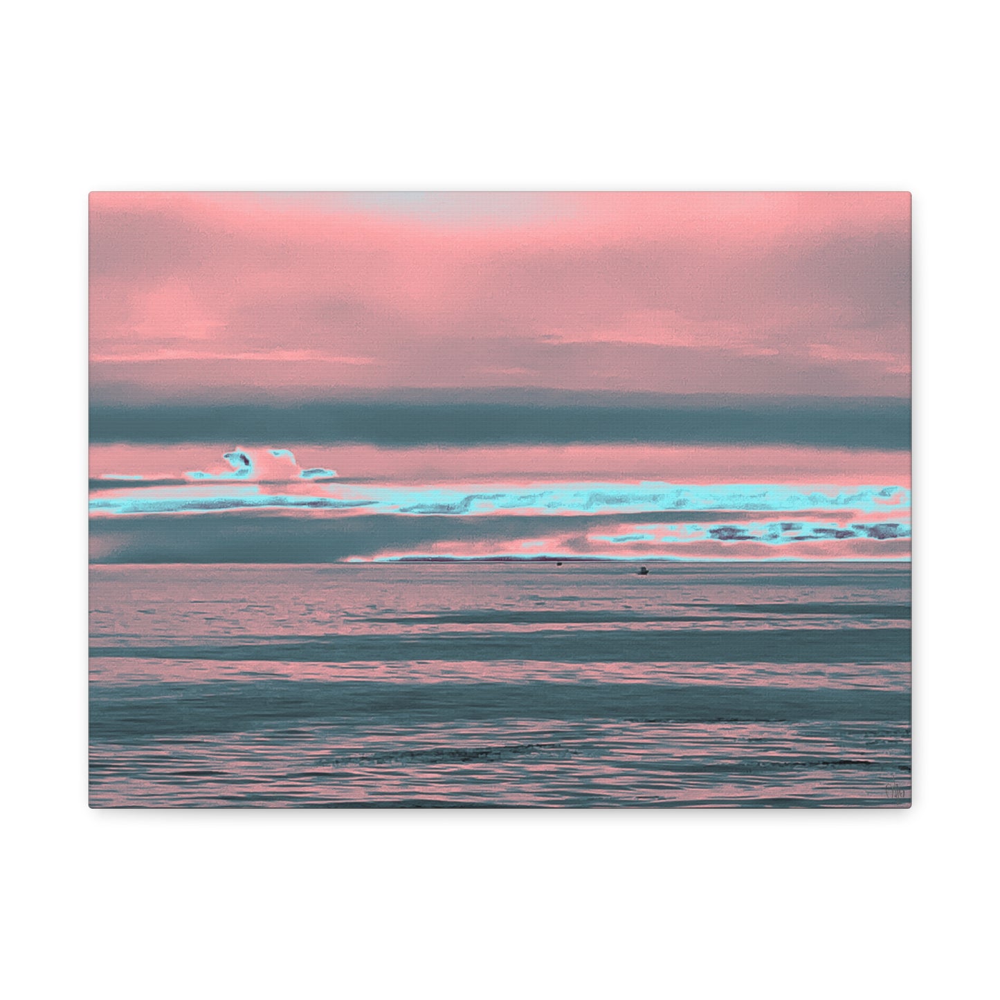 Grey Fog, Silver Ocean Canvas Print