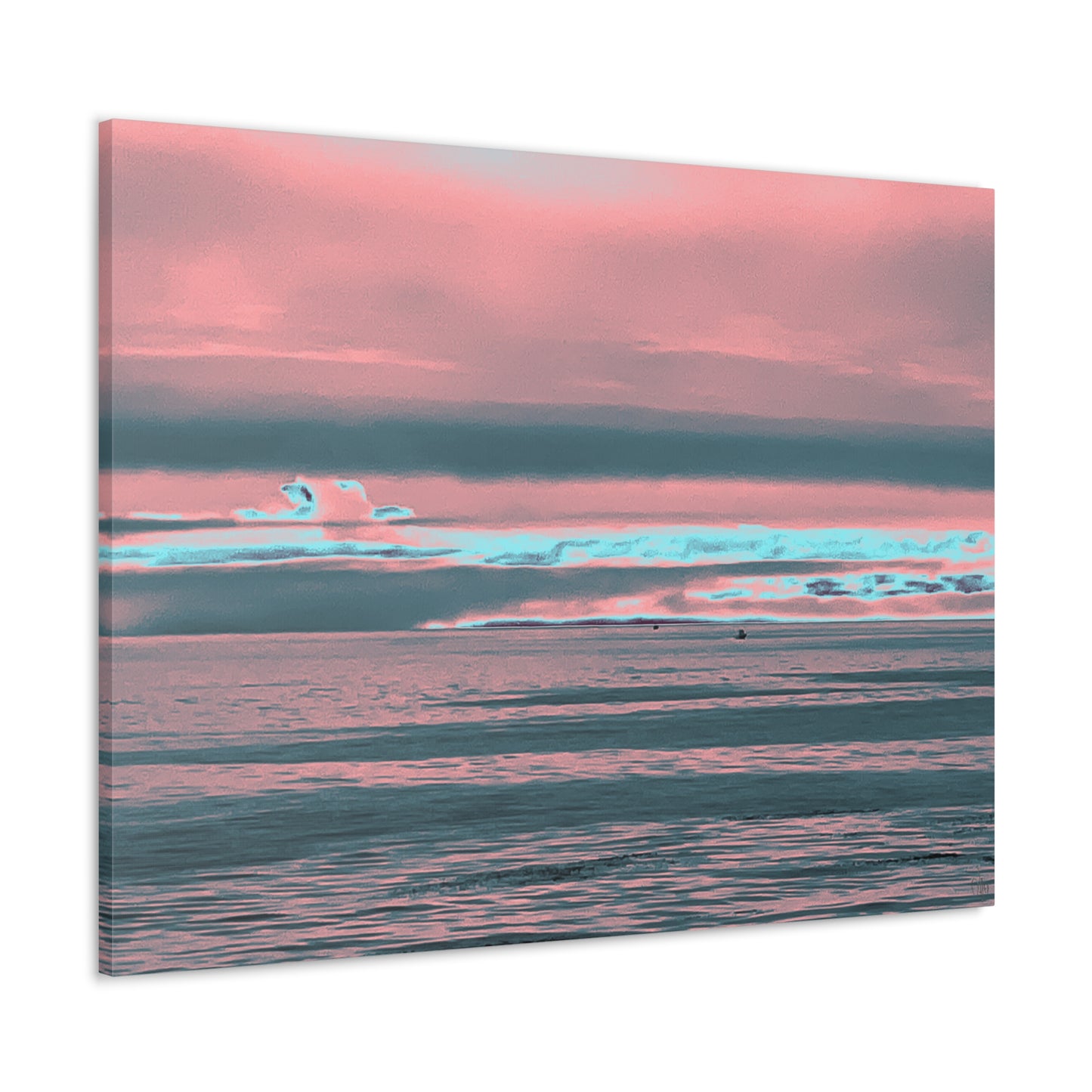 Grey Fog, Silver Ocean Canvas Print