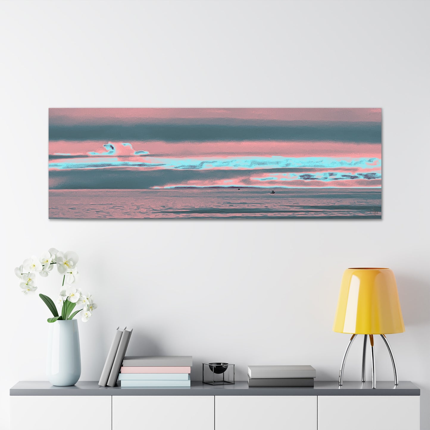 Grey Fog, Silver Ocean Canvas Print