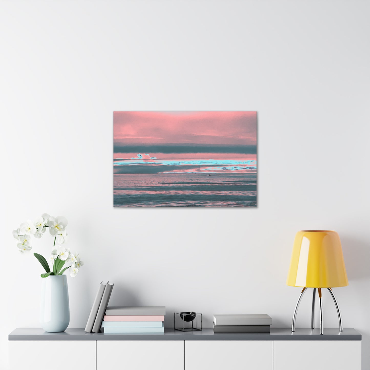 Grey Fog, Silver Ocean Canvas Print