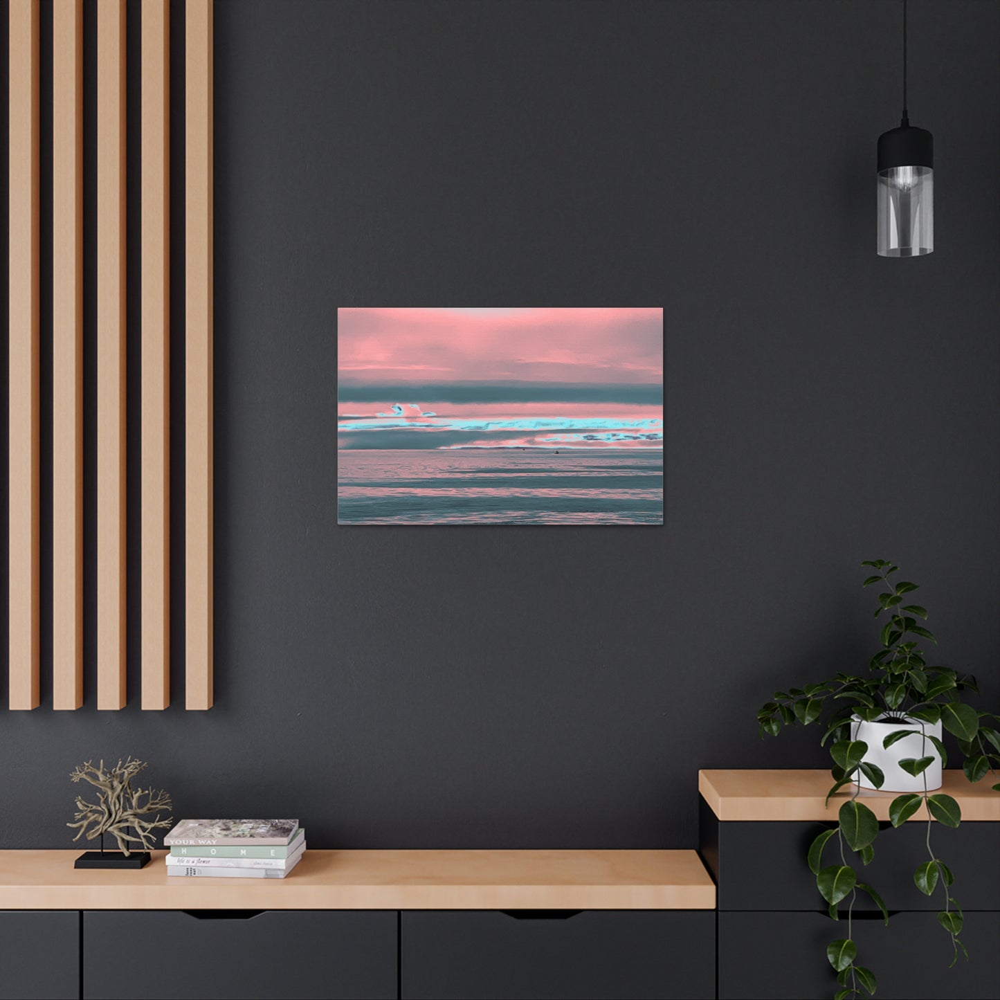 Grey Fog, Silver Ocean Canvas Print