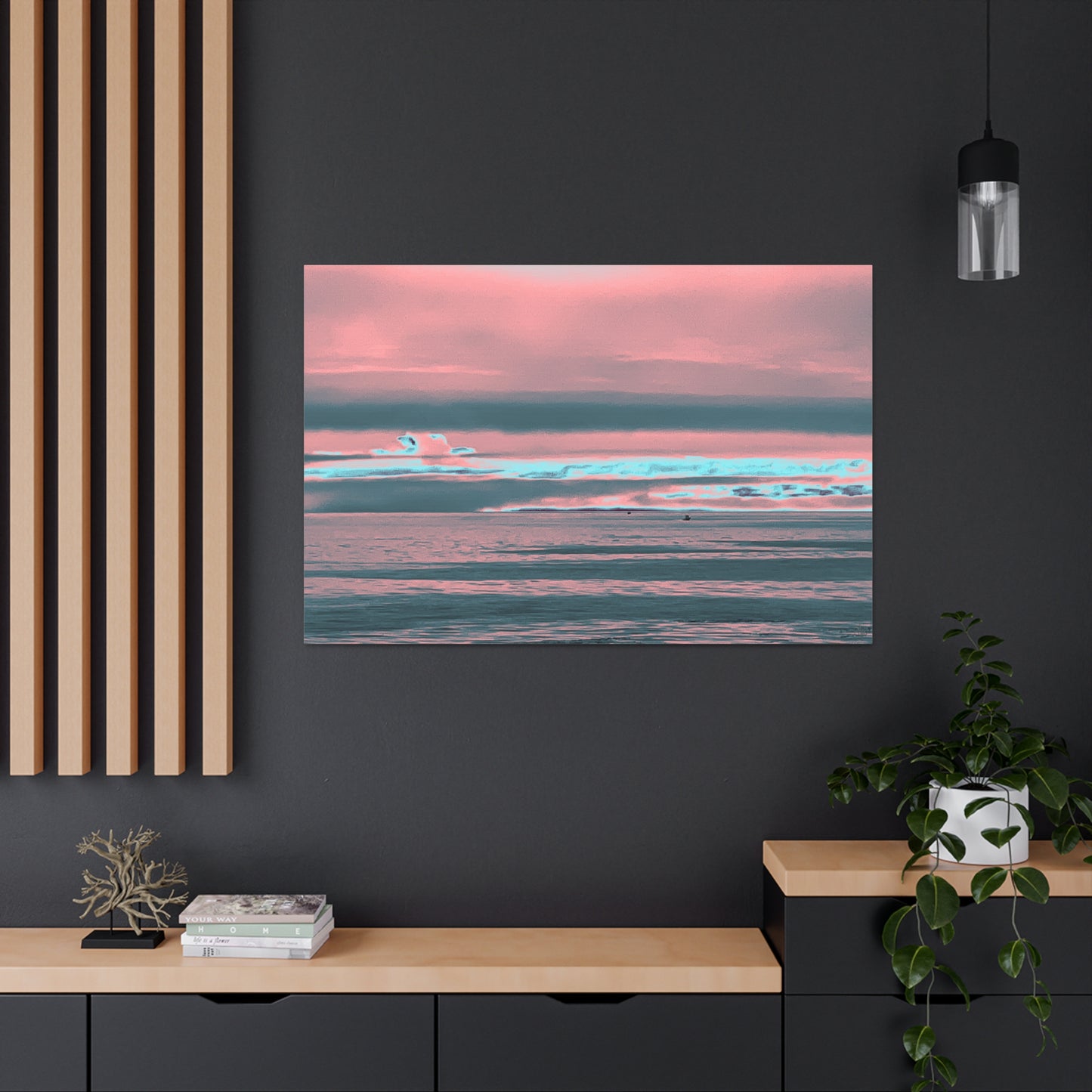 Grey Fog, Silver Ocean Canvas Print