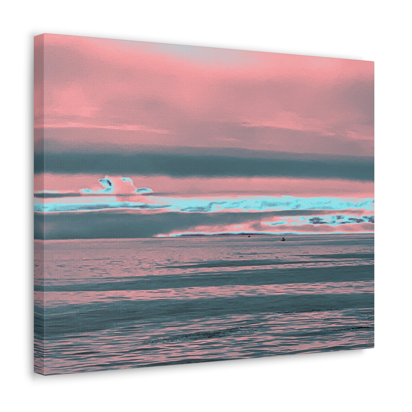 Grey Fog, Silver Ocean Canvas Print