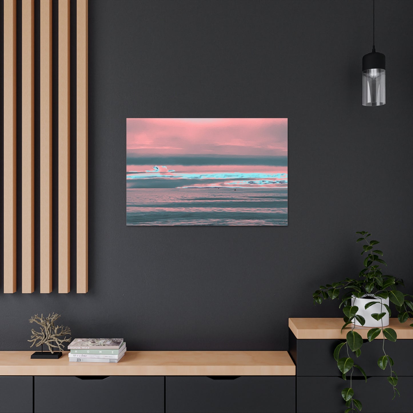 Grey Fog, Silver Ocean Canvas Print