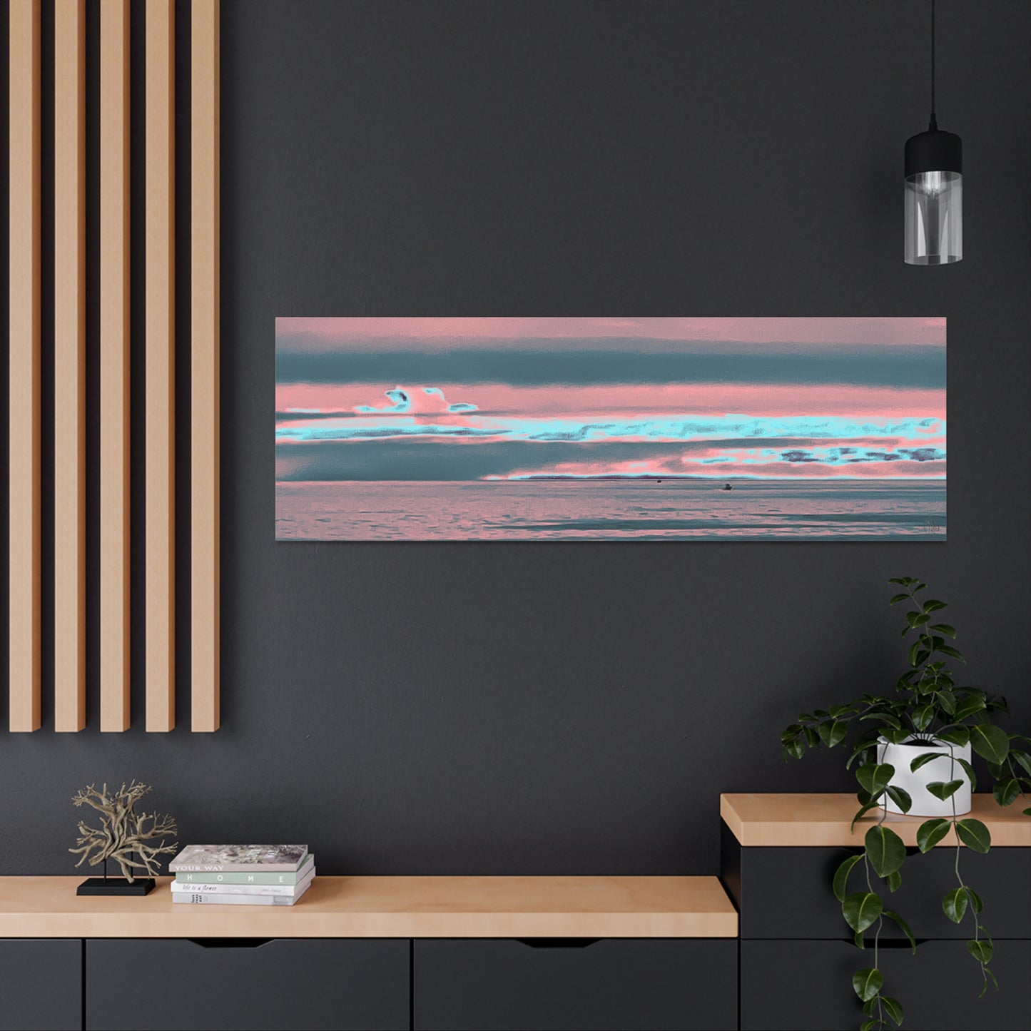 Grey Fog, Silver Ocean Canvas Print