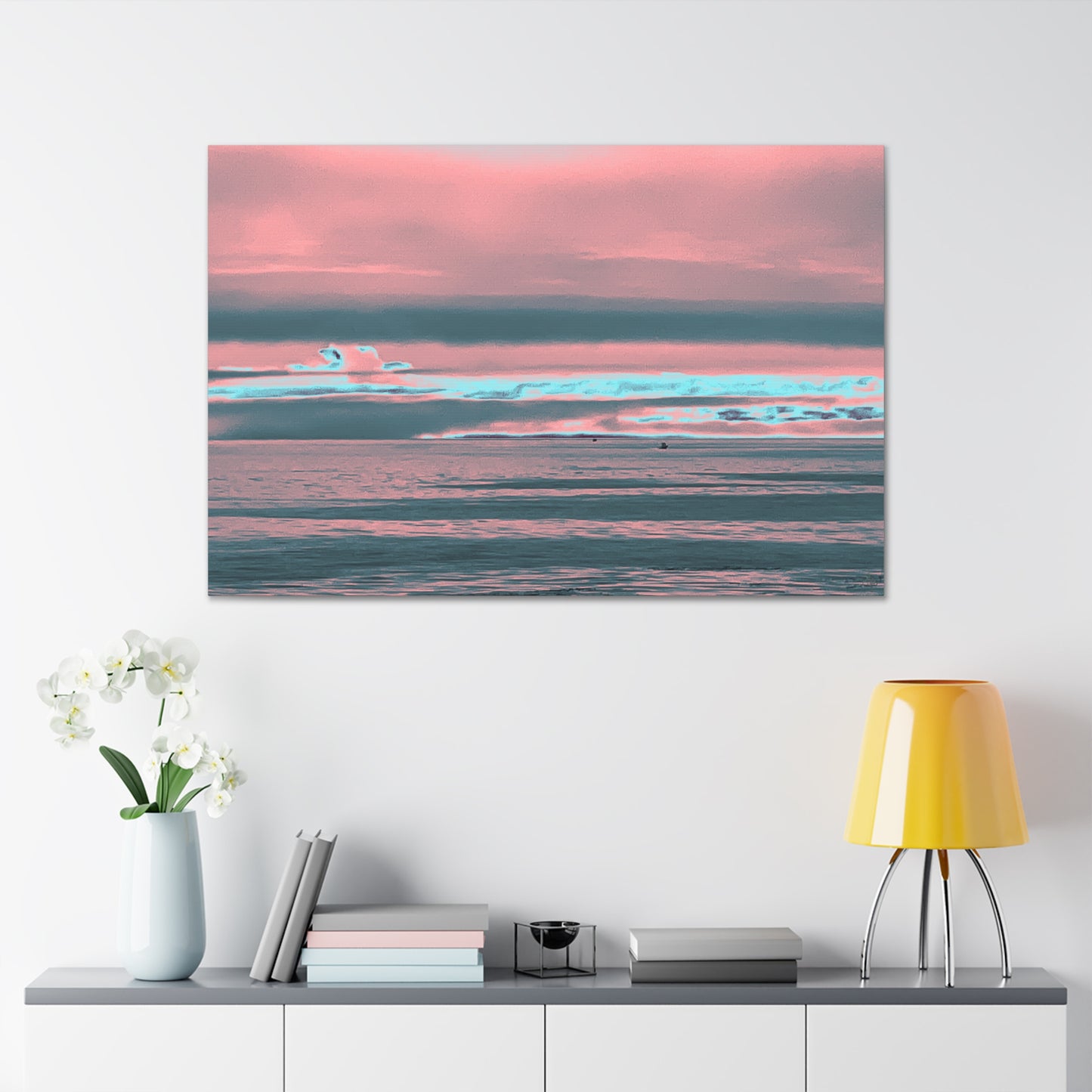 Grey Fog, Silver Ocean Canvas Print