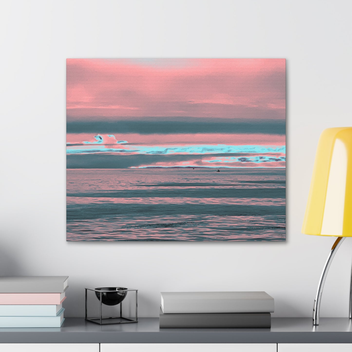 Grey Fog, Silver Ocean Canvas Print